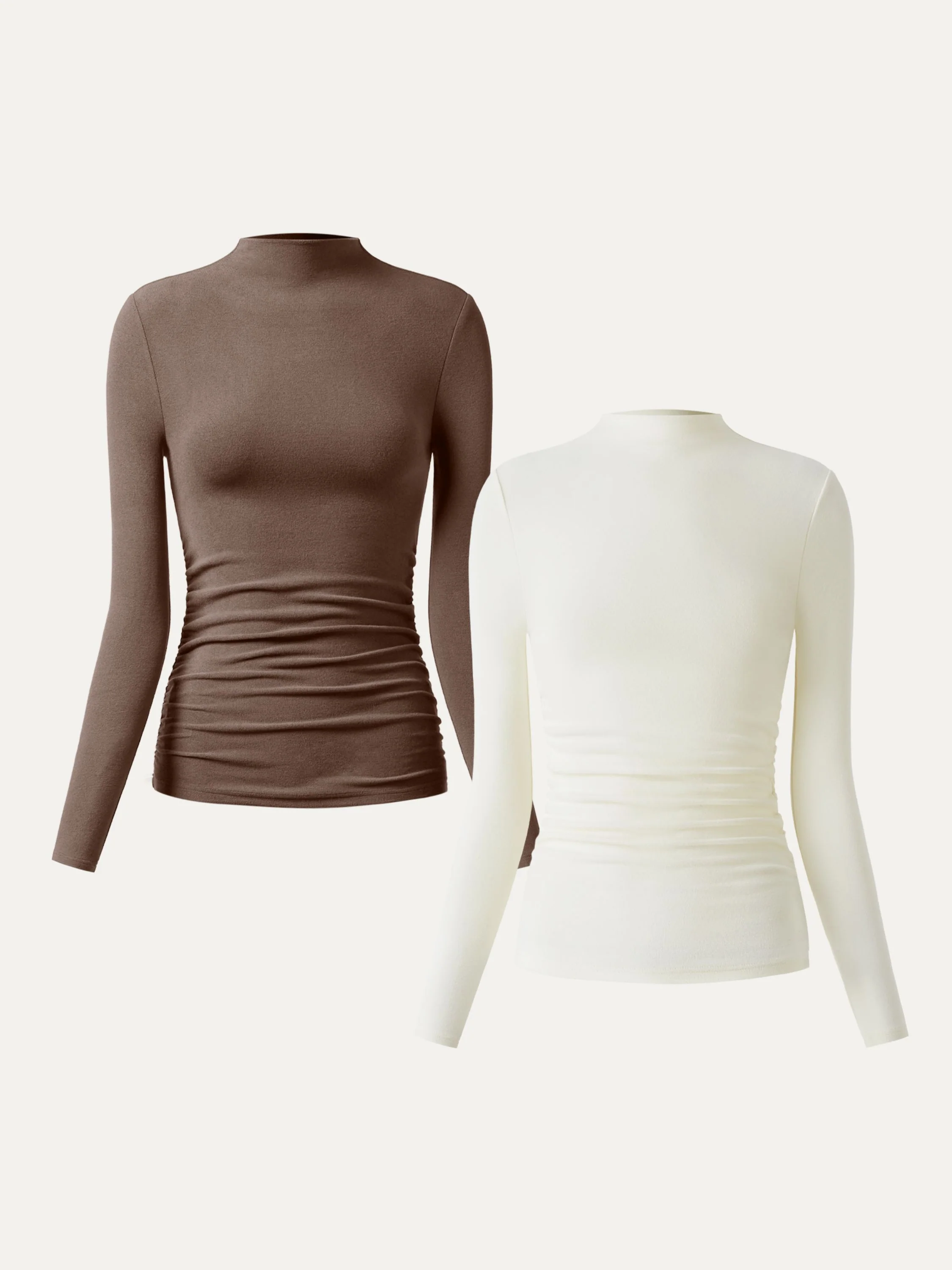 Thermal Ruched Sides Tuckable Mockneck Top - Image 31