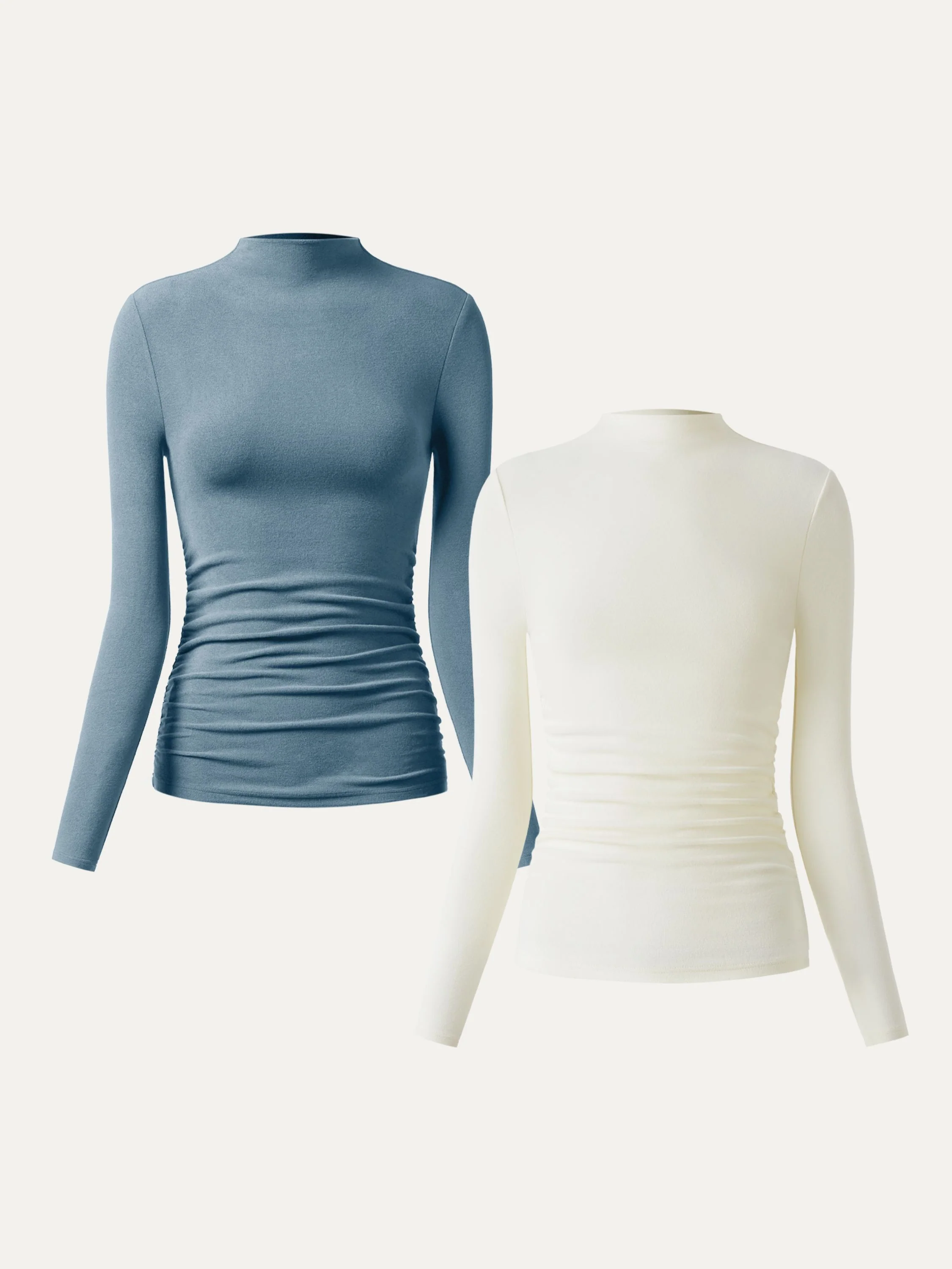 Thermal Ruched Sides Tuckable Mockneck Top - Image 32