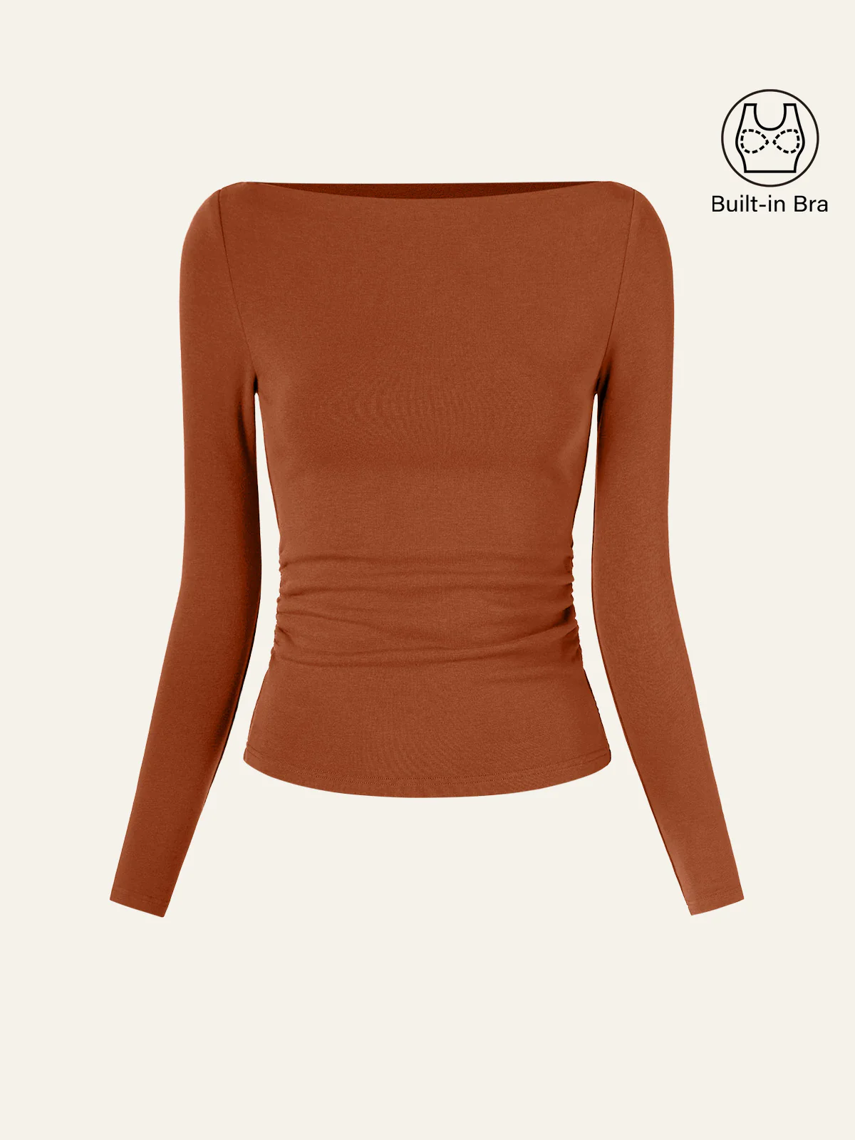 Modern Side Ruched Boatneck Bra Top - Image 17