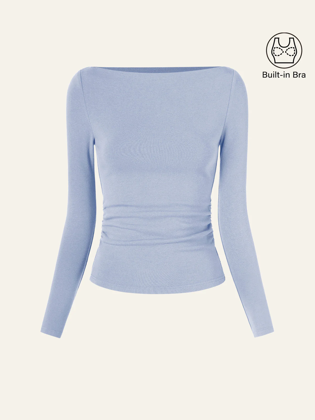 Modern Side Ruched Boatneck Bra Top - Image 6