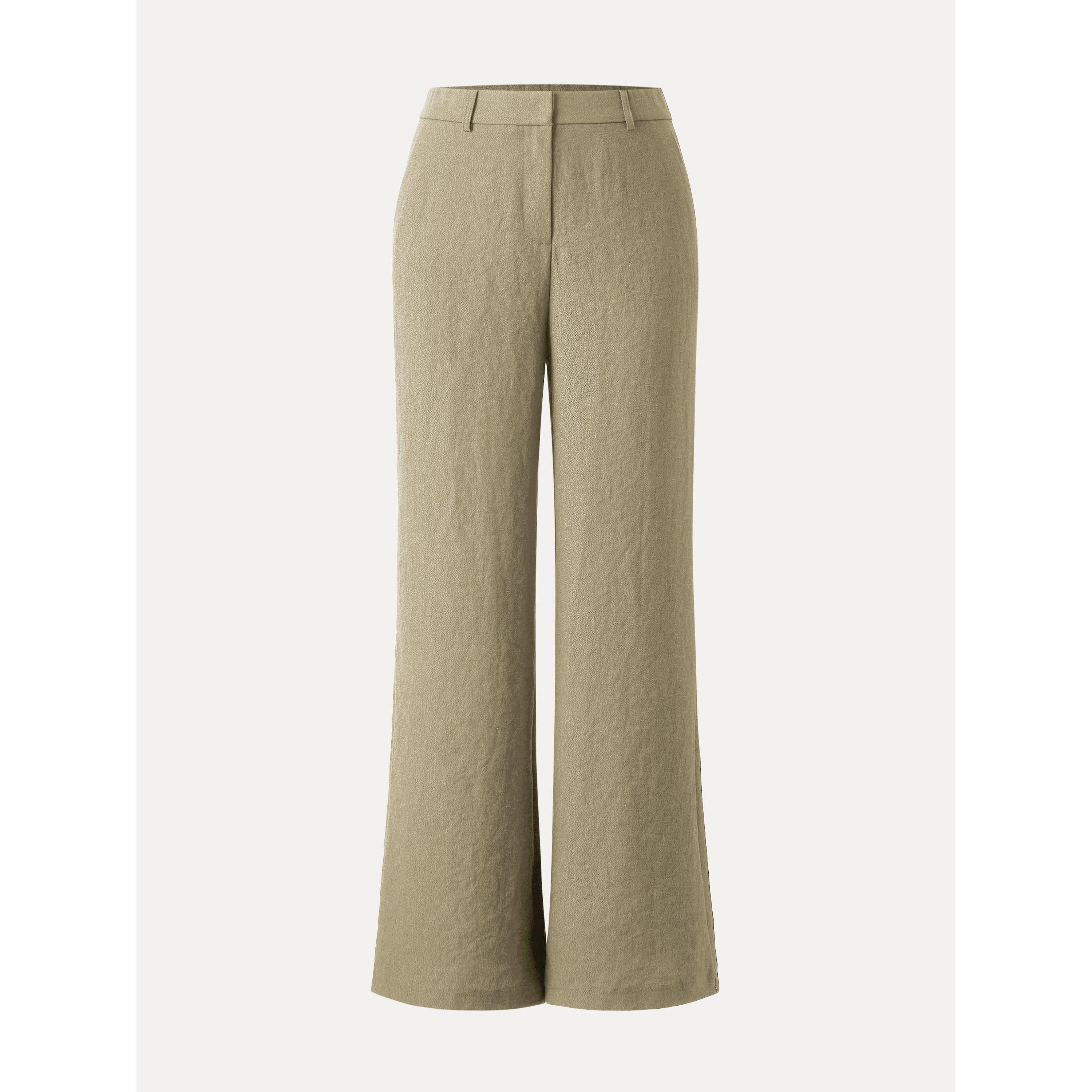 European Linen Mid Rise Flared Pant with Pockets - Image 11