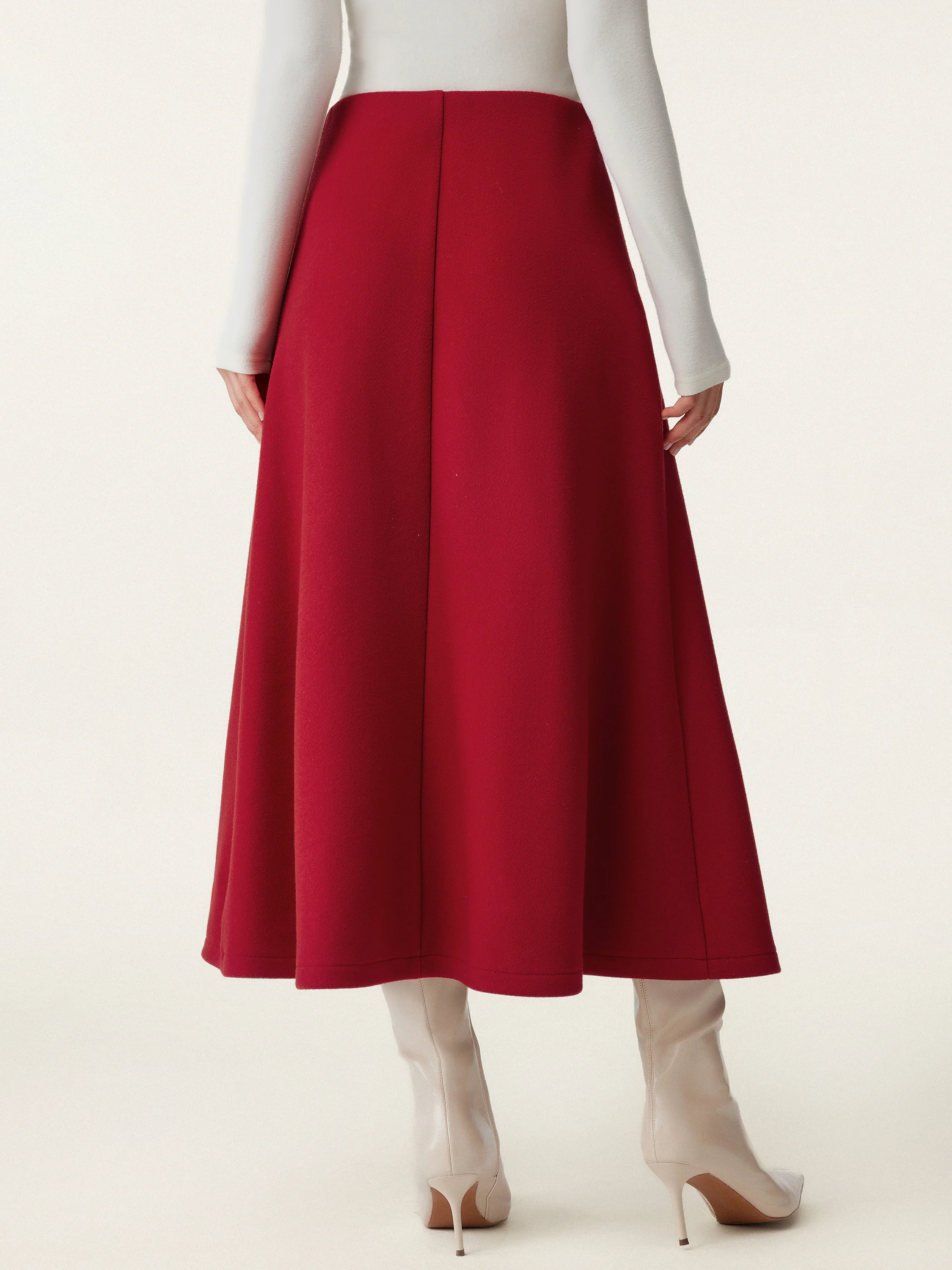 Wool-like Frog Button A-Line Midi Skirt Limited Edition - Image 4