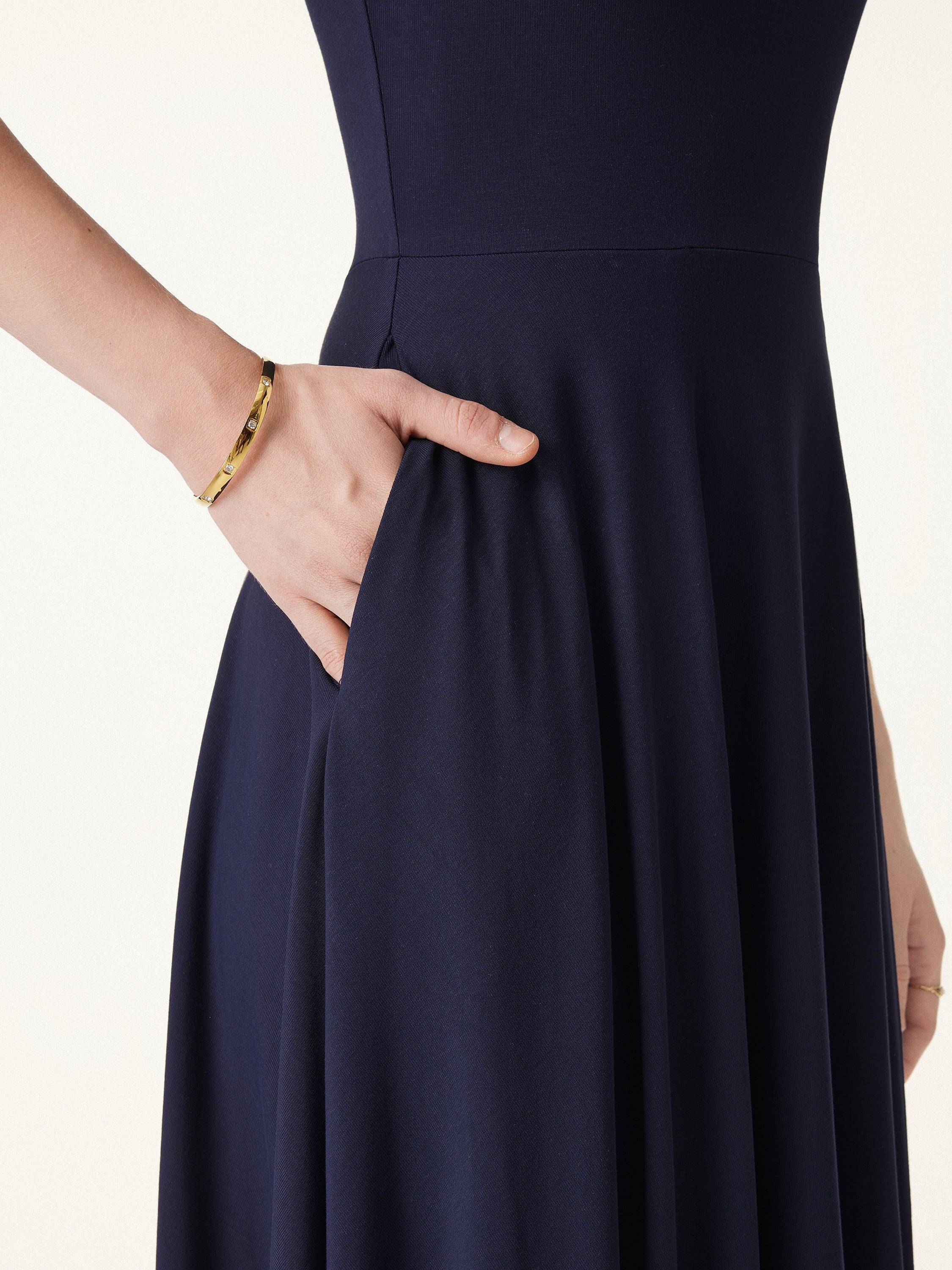 Flowy Square Neck Short Sleeve Midi Bra Dress - Image 5