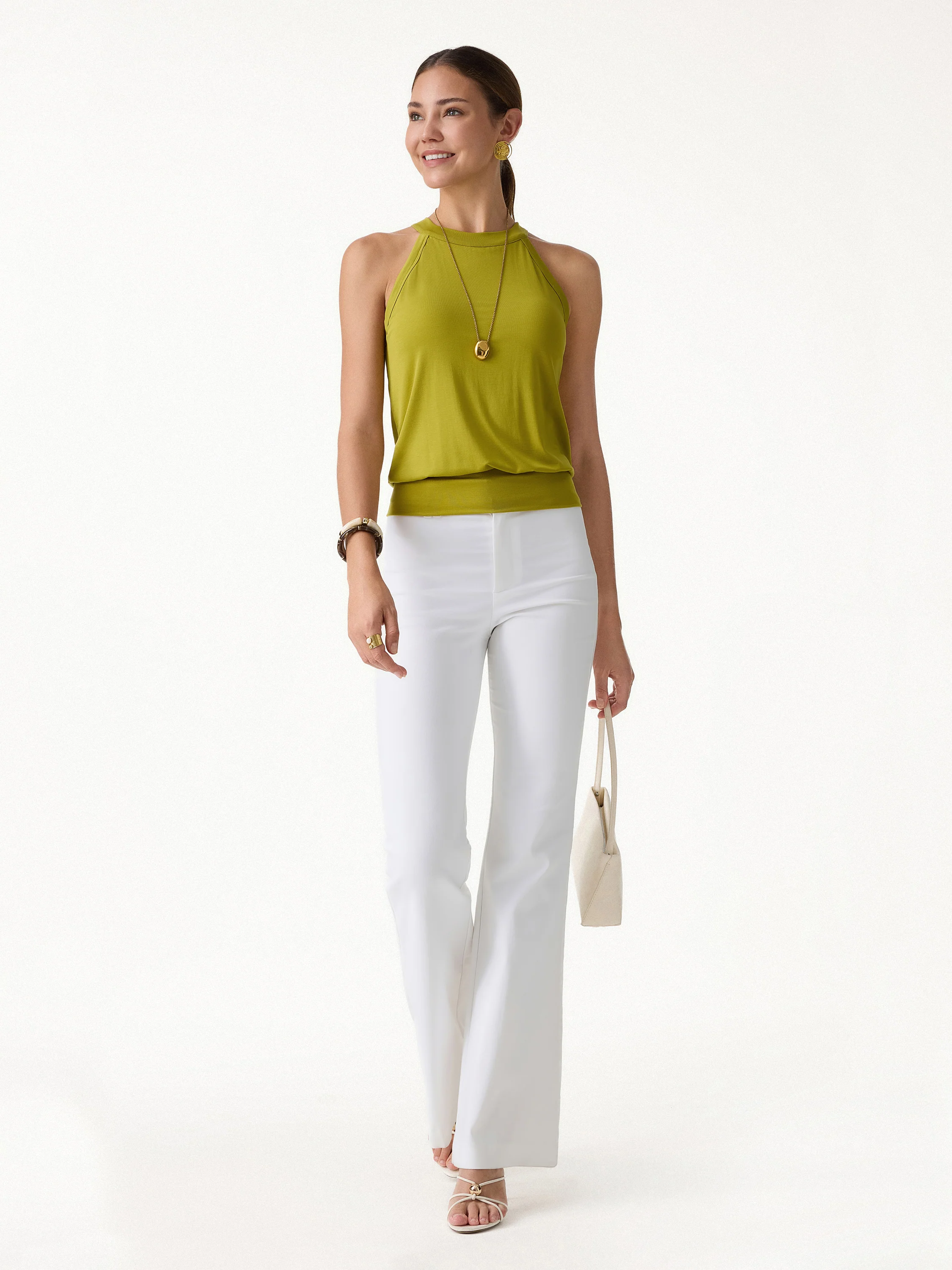 Halter Neck Banded Hem Bra Tank - Image 2