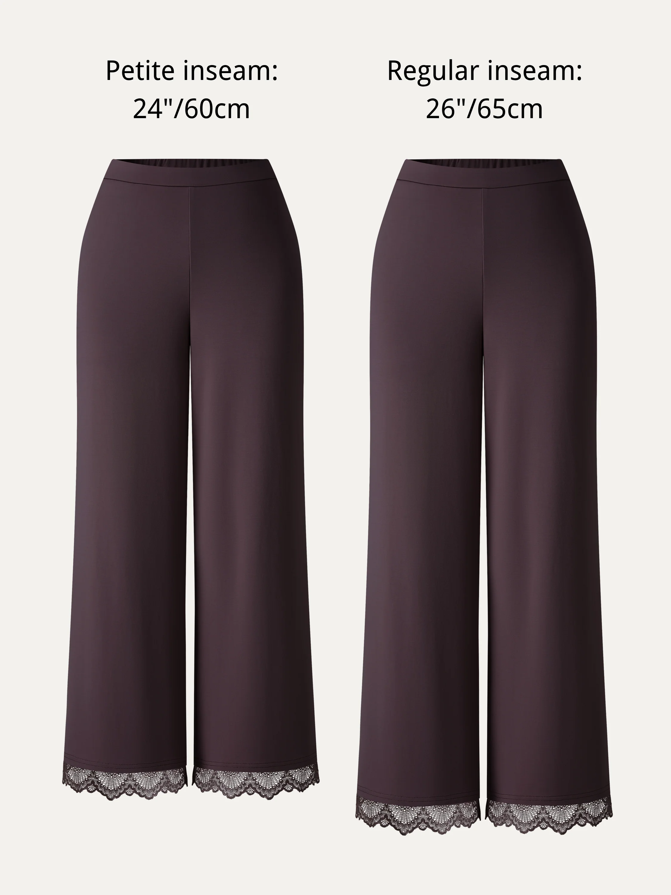 Lace Trim Draped Mid Rise Wide Leg Pants with Pockets - Image 9