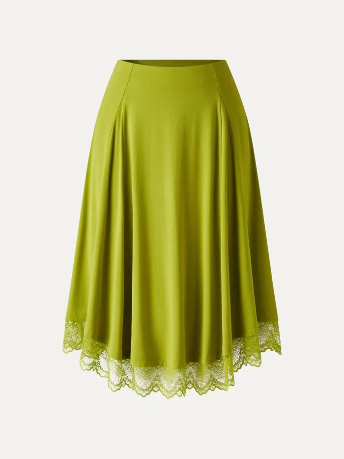Lace Trim Midi Circle Flare Skirt - Image 7
