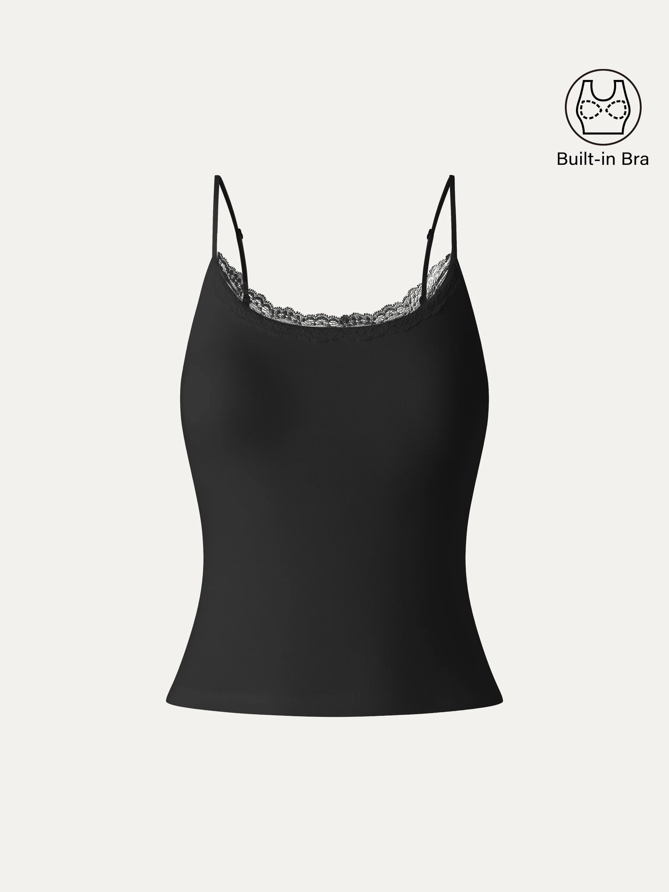 Lace Trim Scoop Neck Spaghetti Bra Top - Image 8
