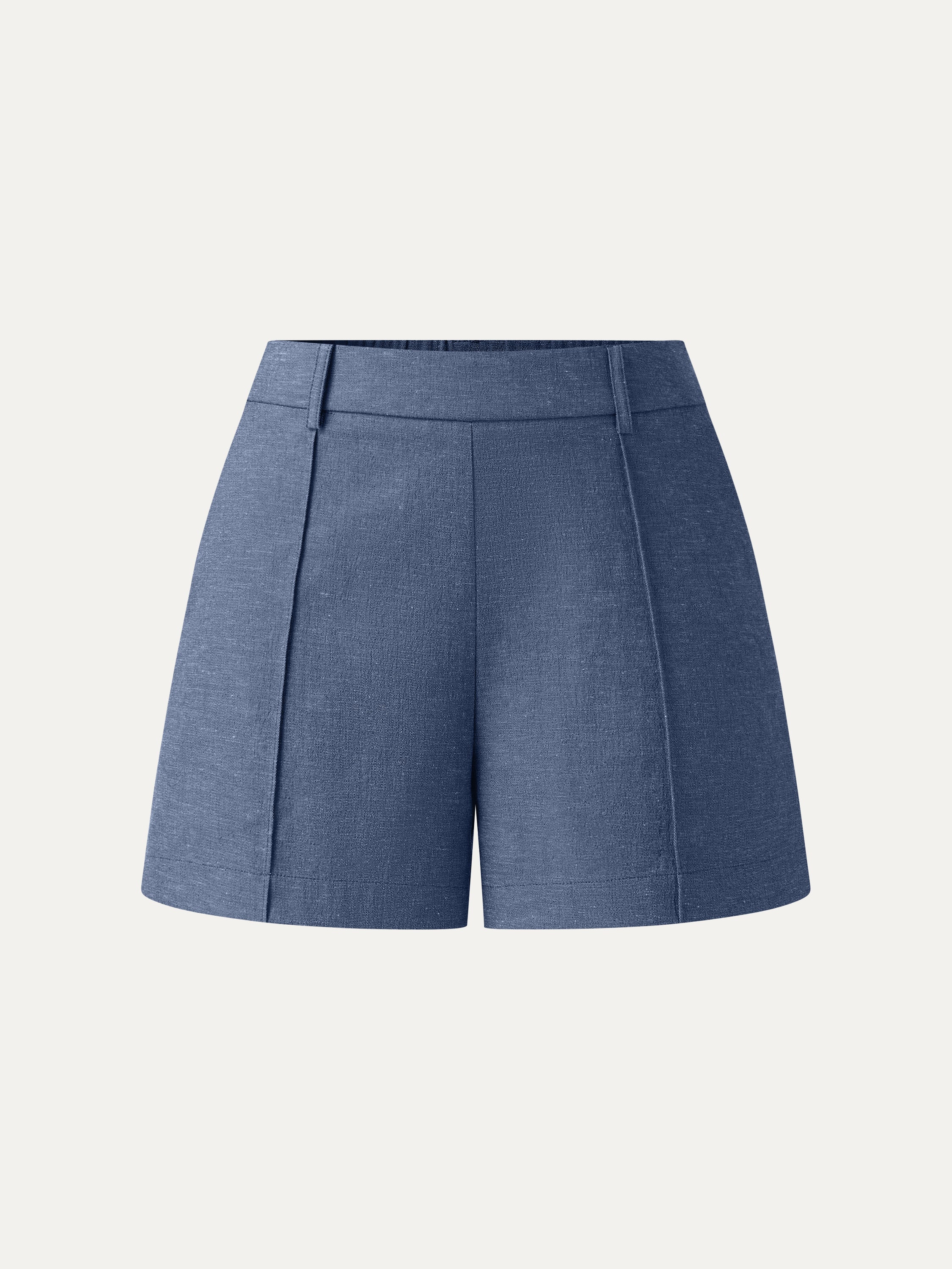 Linen-Like Mid Rise Pintuck Shorts with Pockets - Image 6