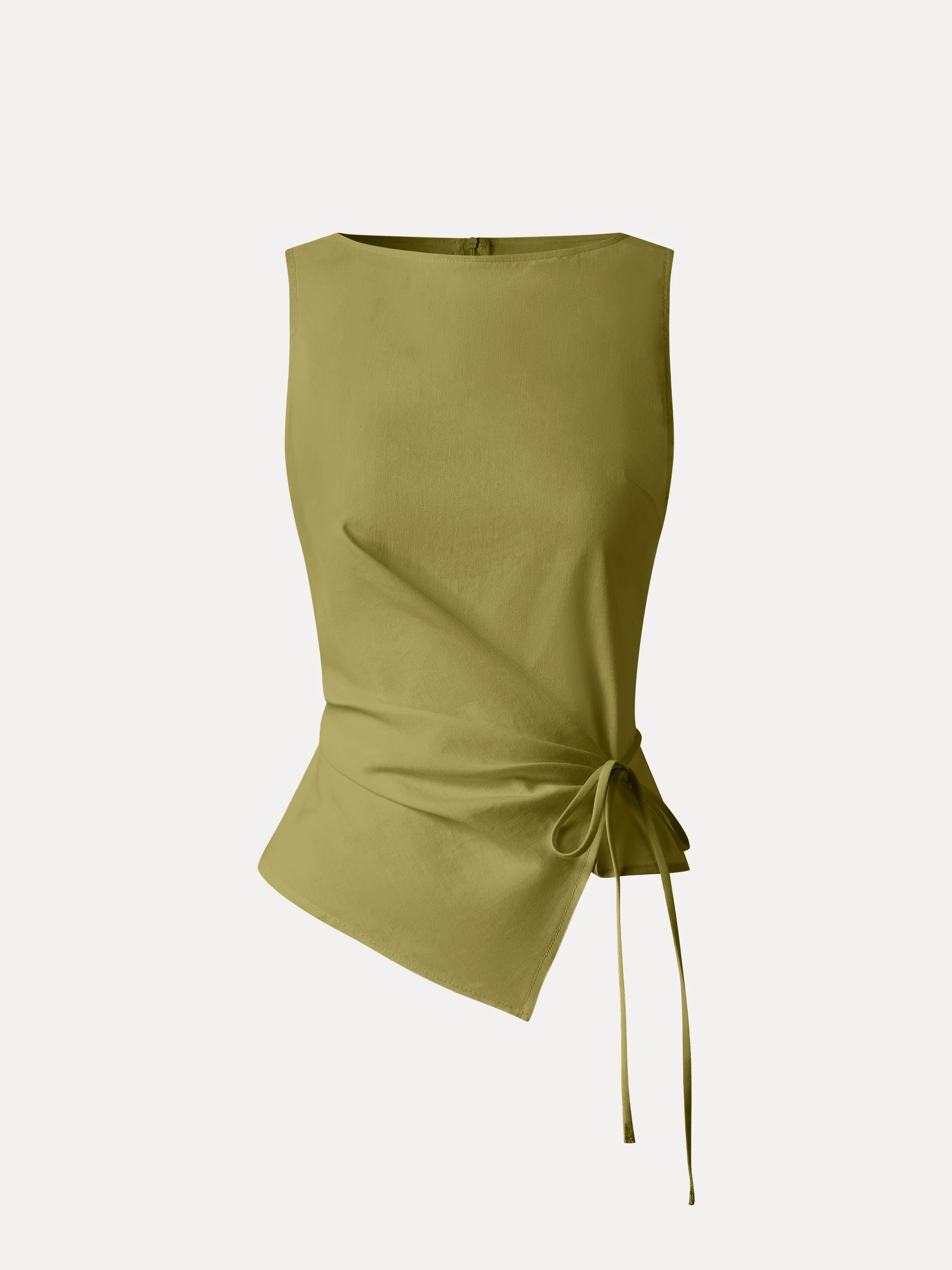 Lyocell-Linen Blend Boatneck Waist-Defined Top - Image 10