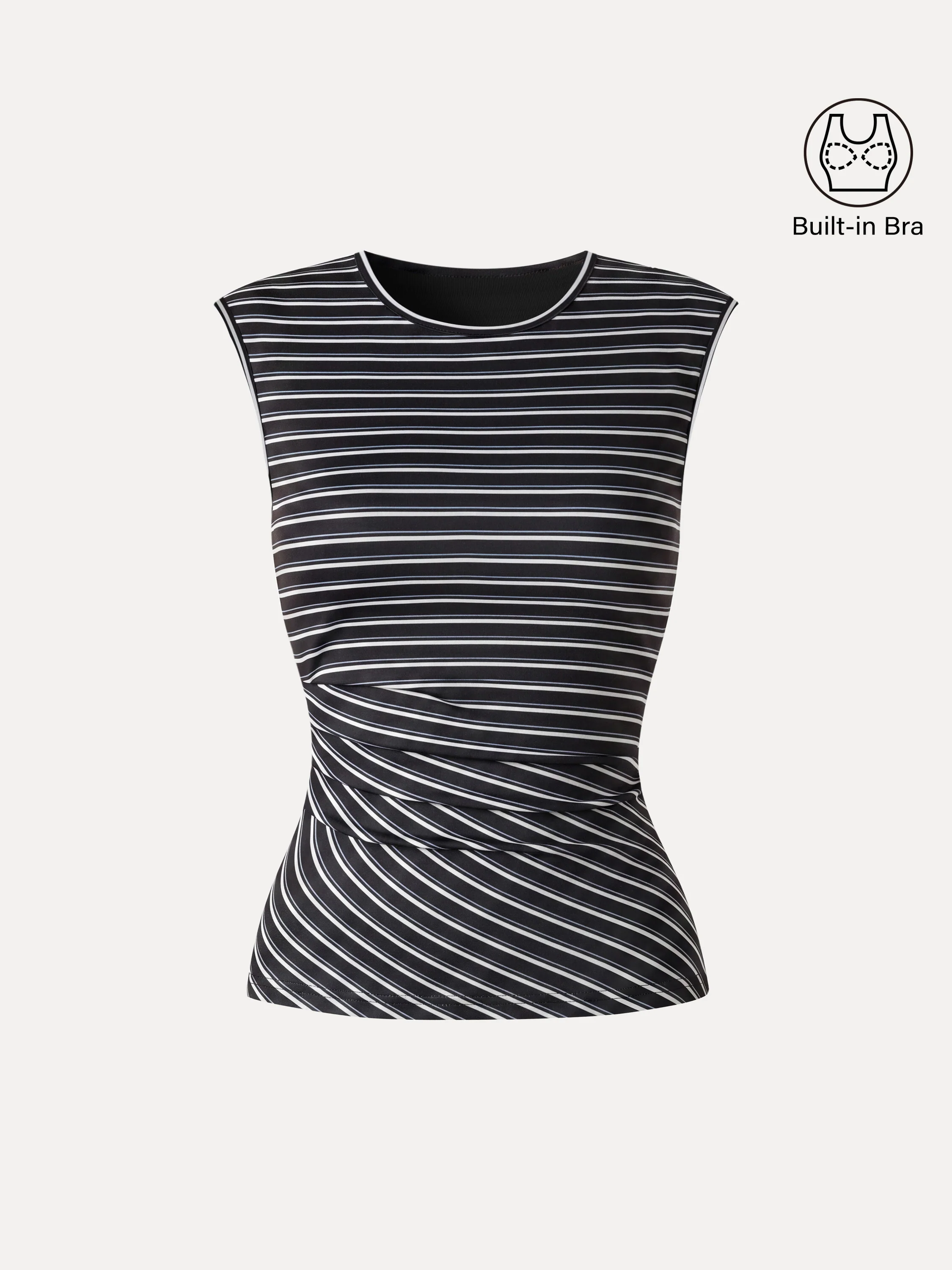 Lyocell Striped Tucked Sleeveless Bra Top - Image 7