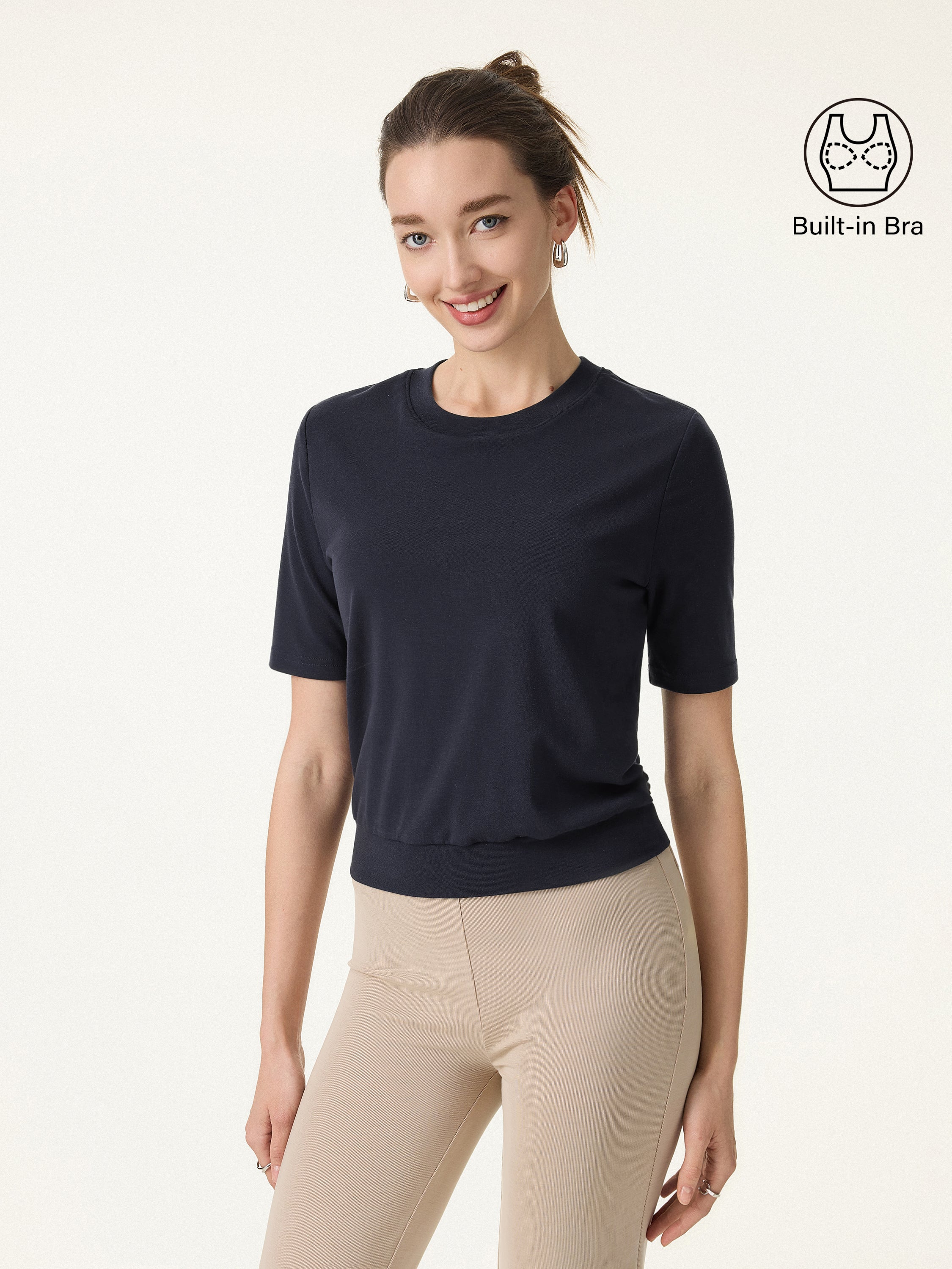 Lyocell Wool Crewneck Bra Top with Banded Hem - Image 8