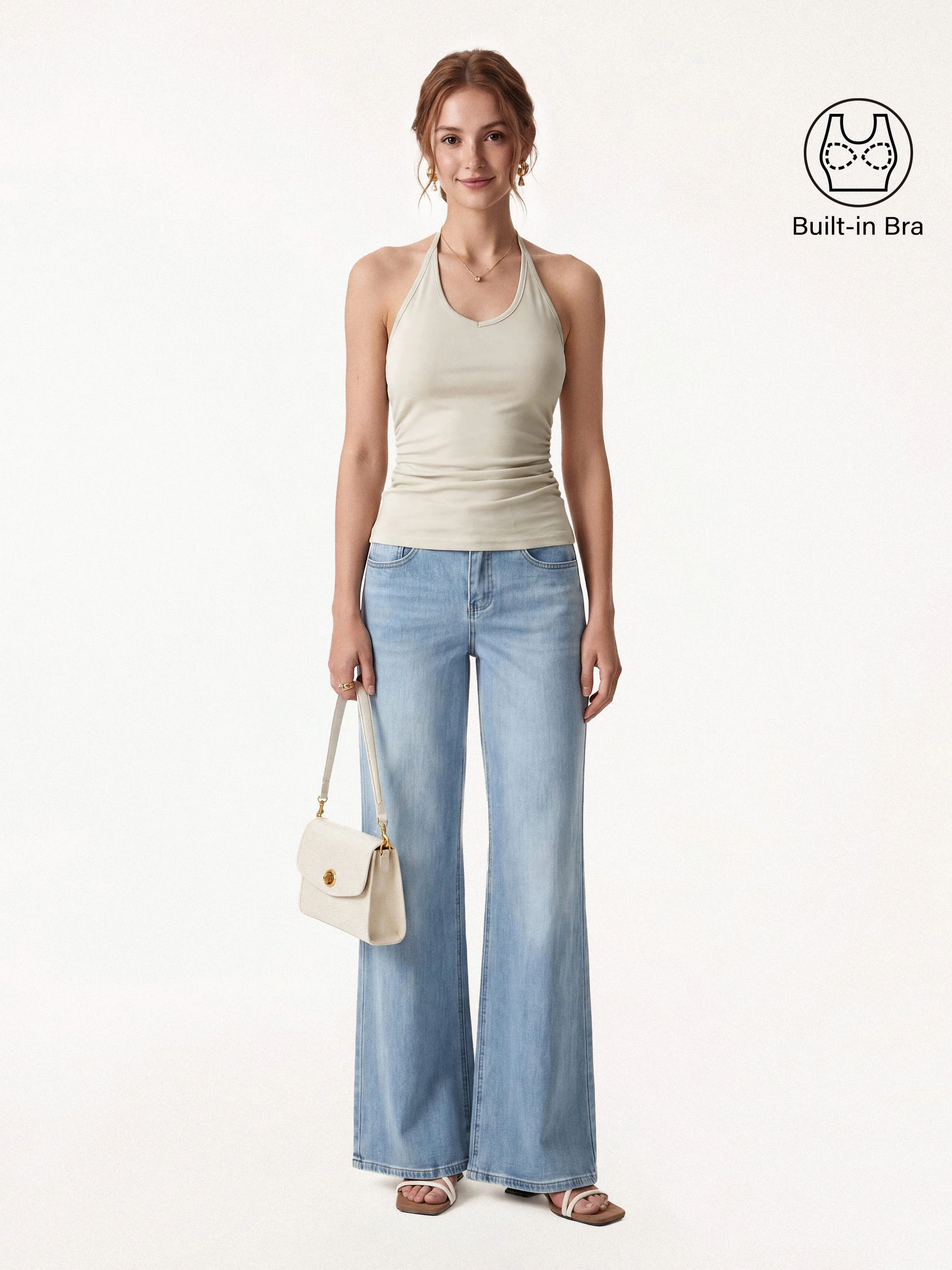 Modal Halter Neck Open Back Ruched Bra Top - Image 8