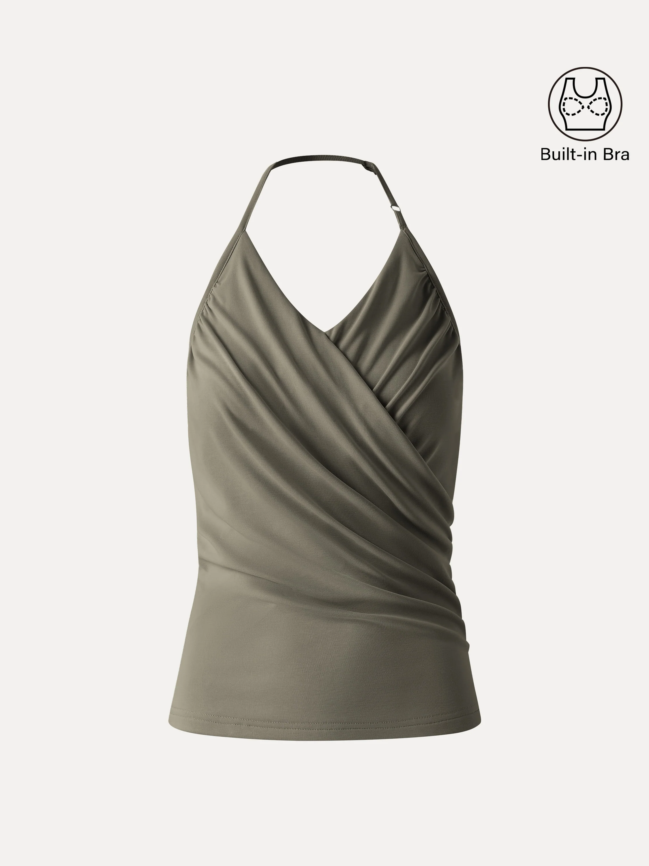 Modal Halter Neck Surplice Ruched Bandless Bra Top - Image 13