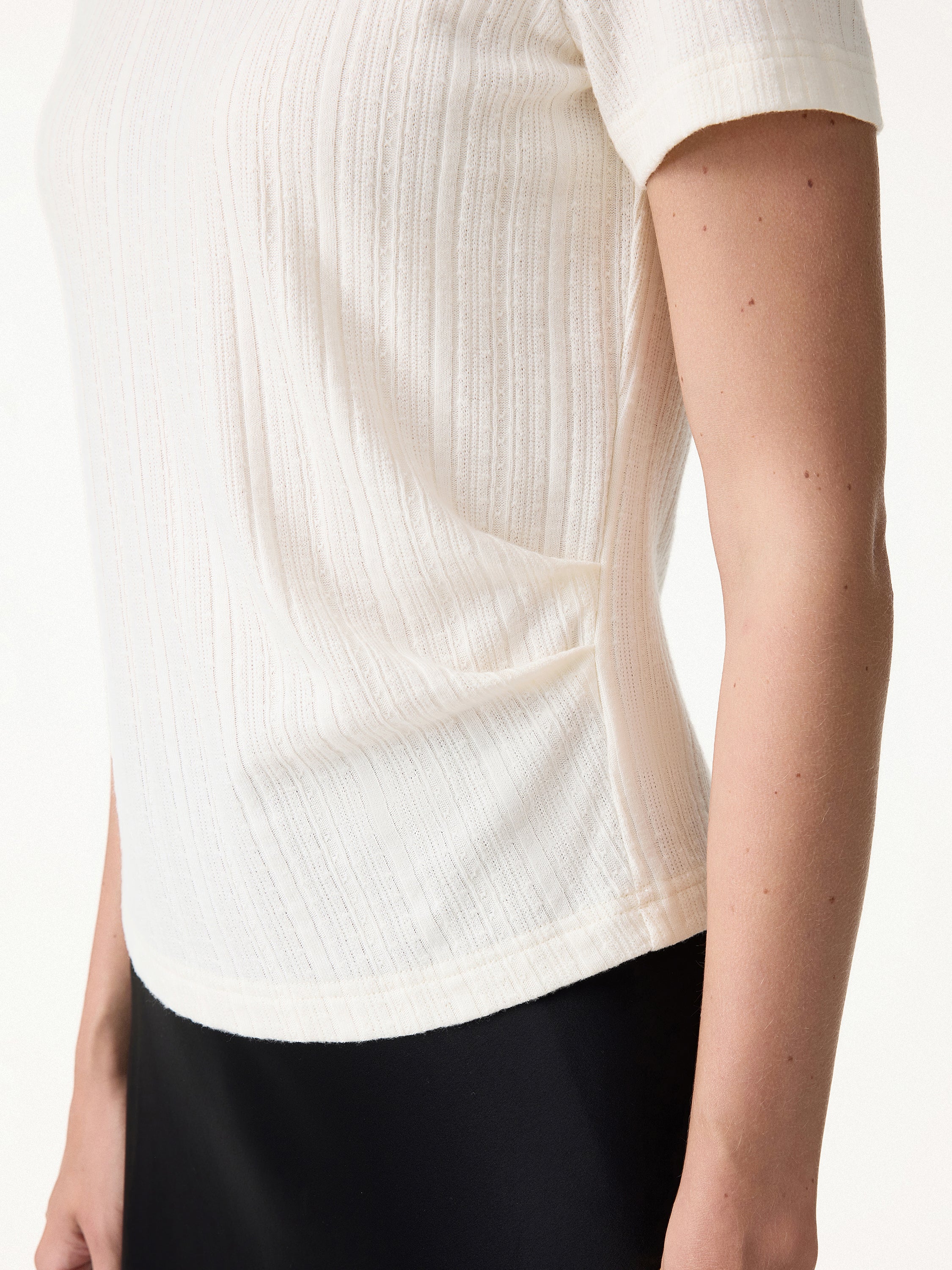 Pointelle Tucked Short Sleeve Summer Tee - Image 5