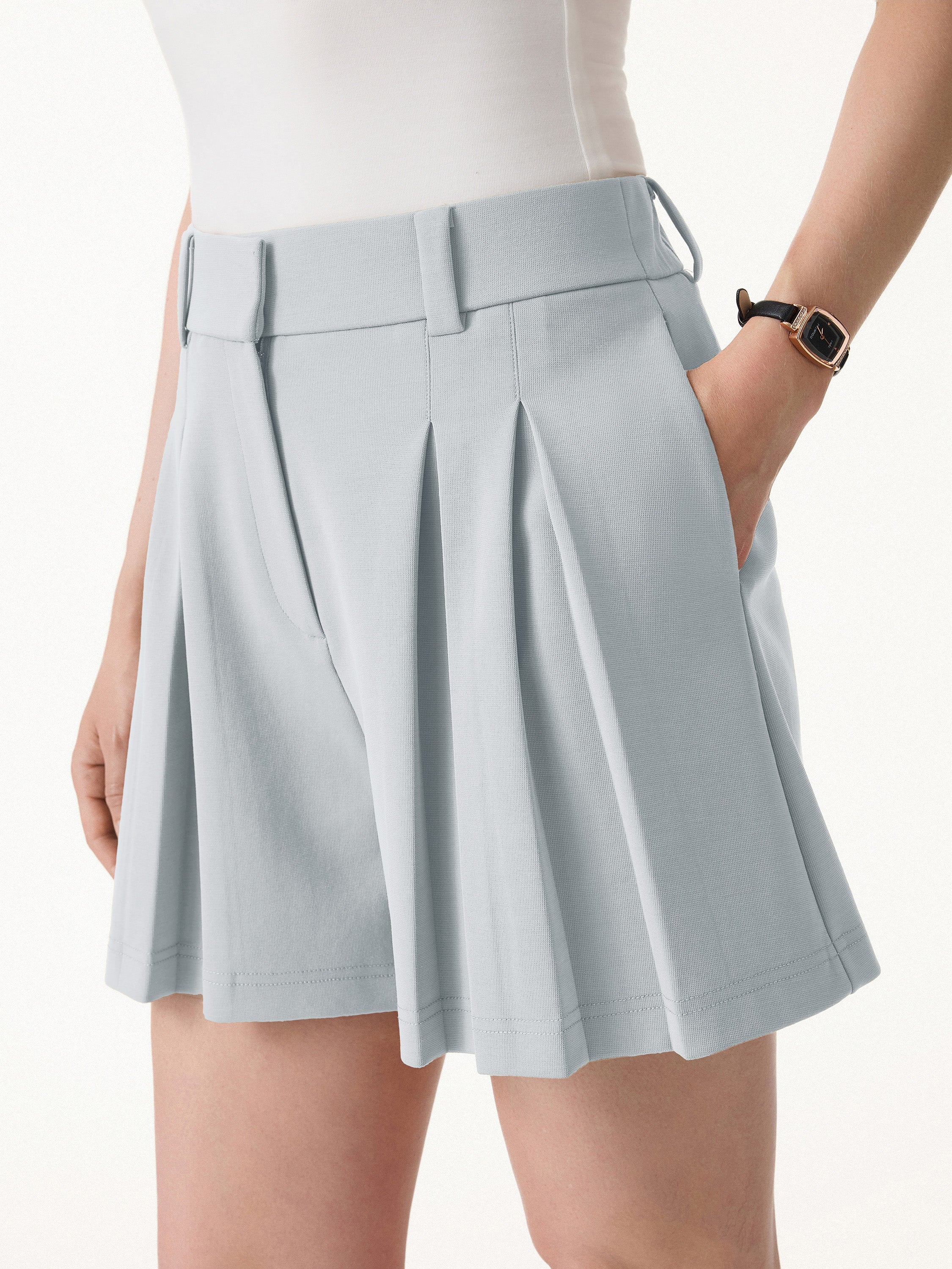Sandwashed Modal High Rise A-Line Pleated Shorts - Image 10