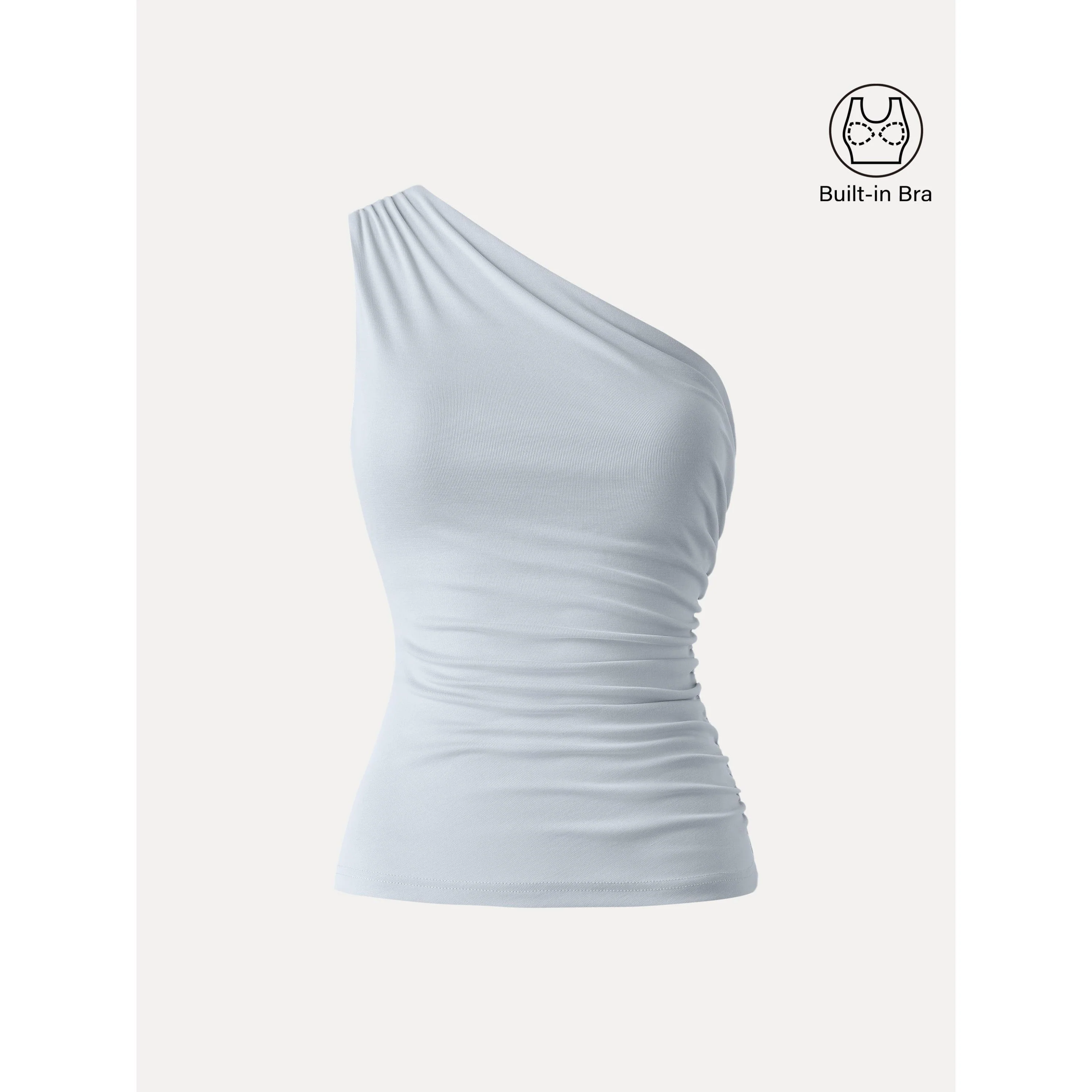 Sandwashed One Shoulder Ruched Bra Tank - Image 11