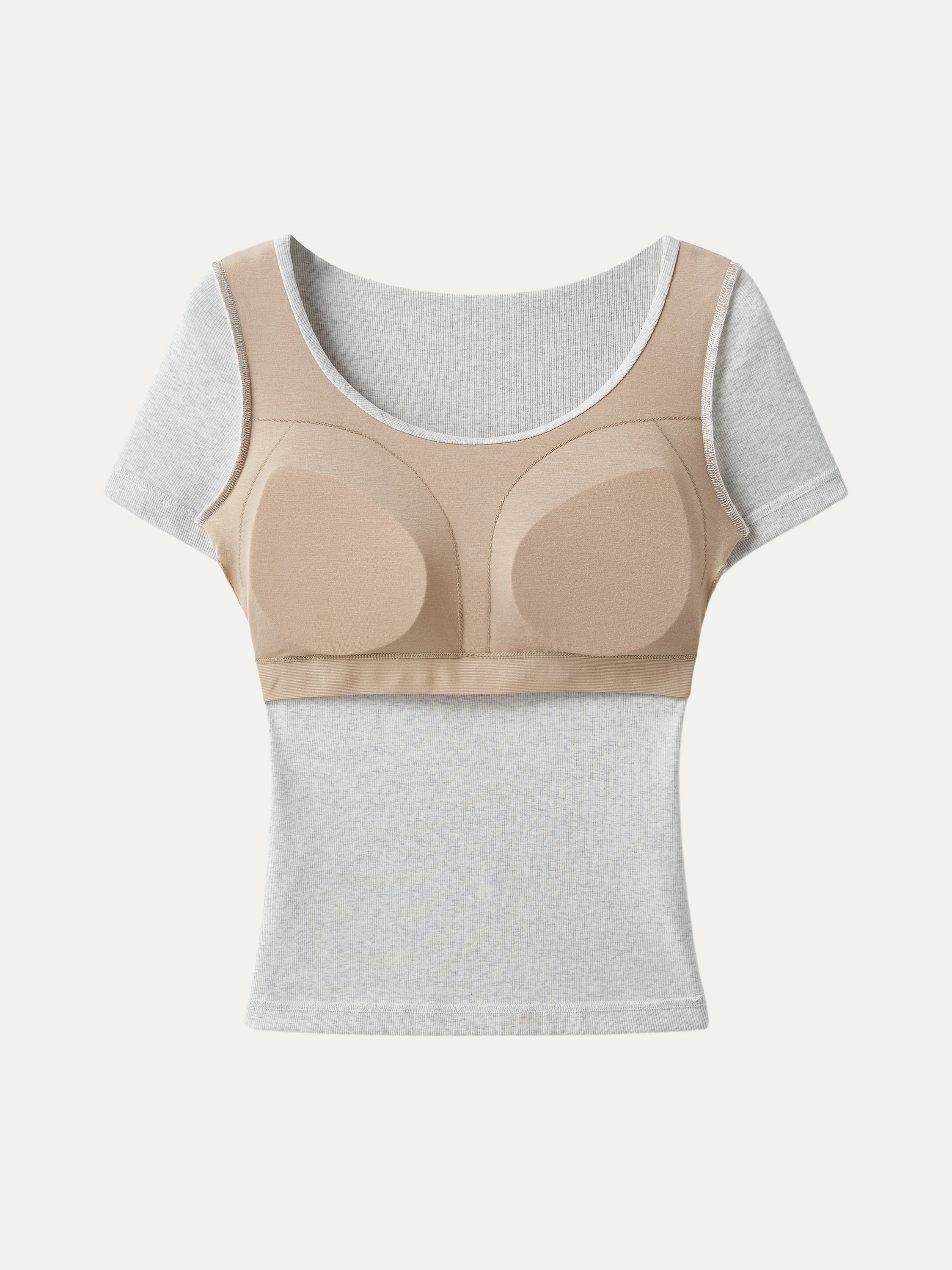 Scoop Neck Short Sleeve Cotton New Airy Bra Top - Image 6