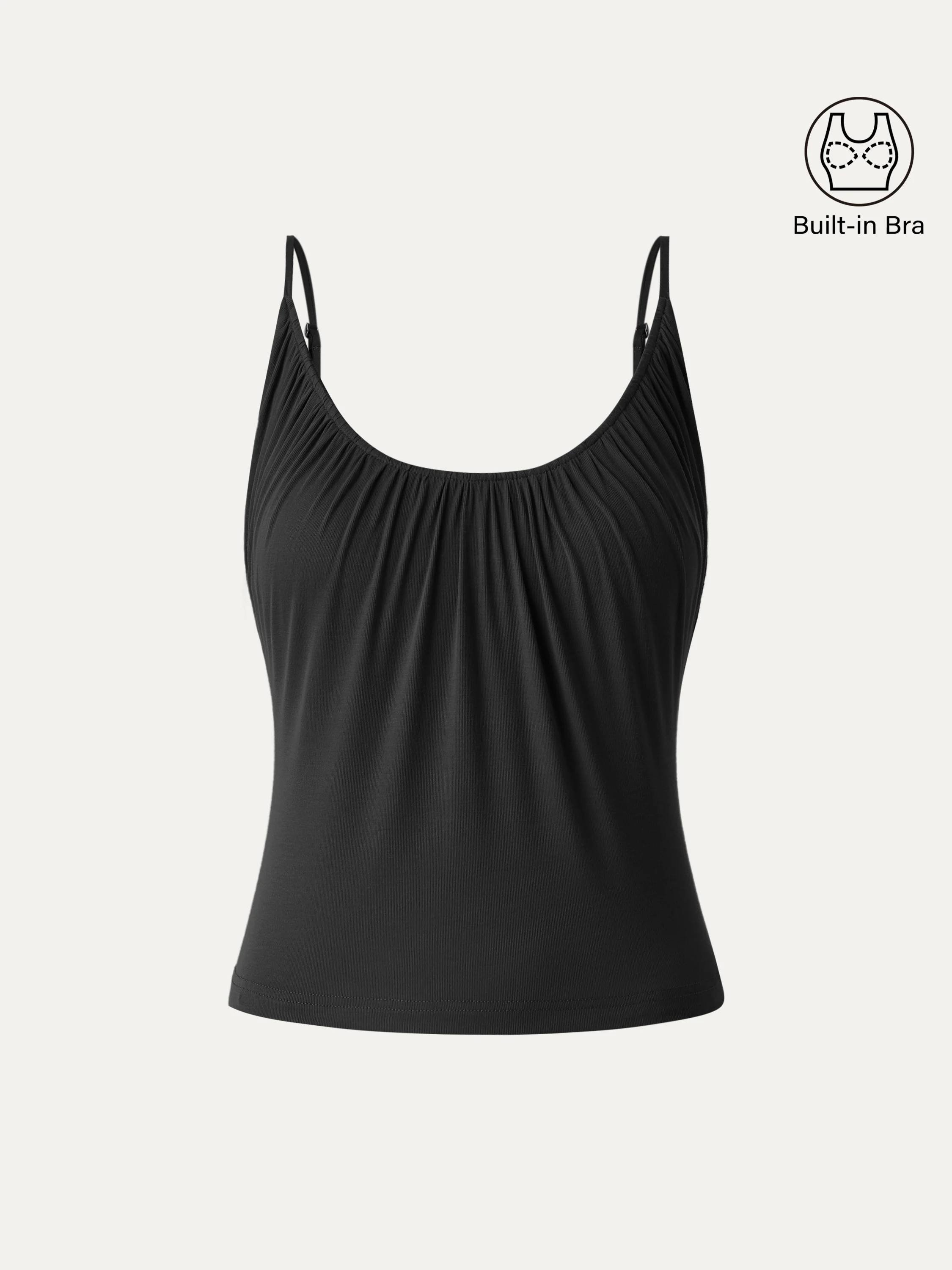 Scoop Neck Gathered Spaghetti Bra Tank - Image 8