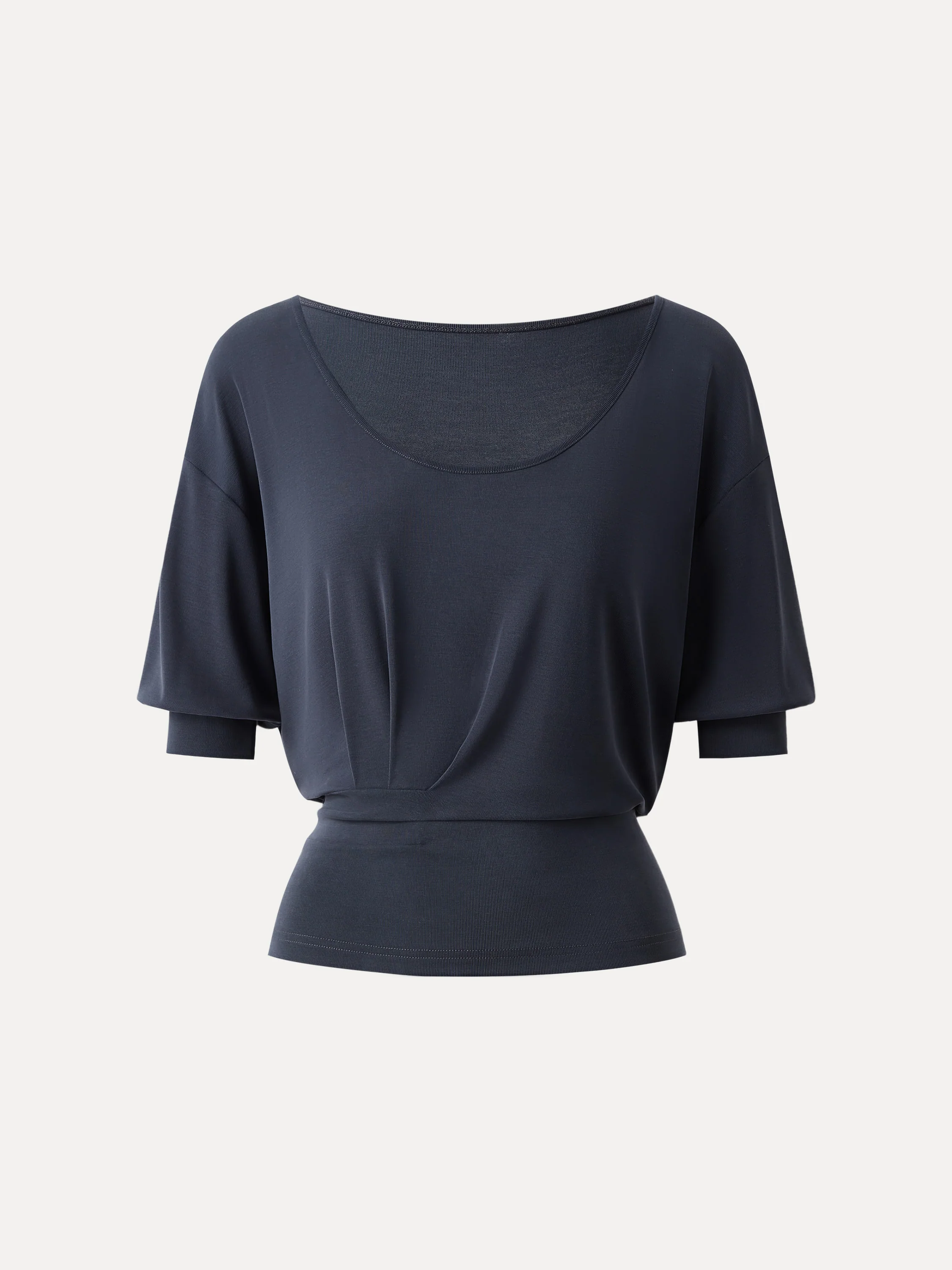 Scoop Neck Short Sleeve Tucked Tee - Image 6