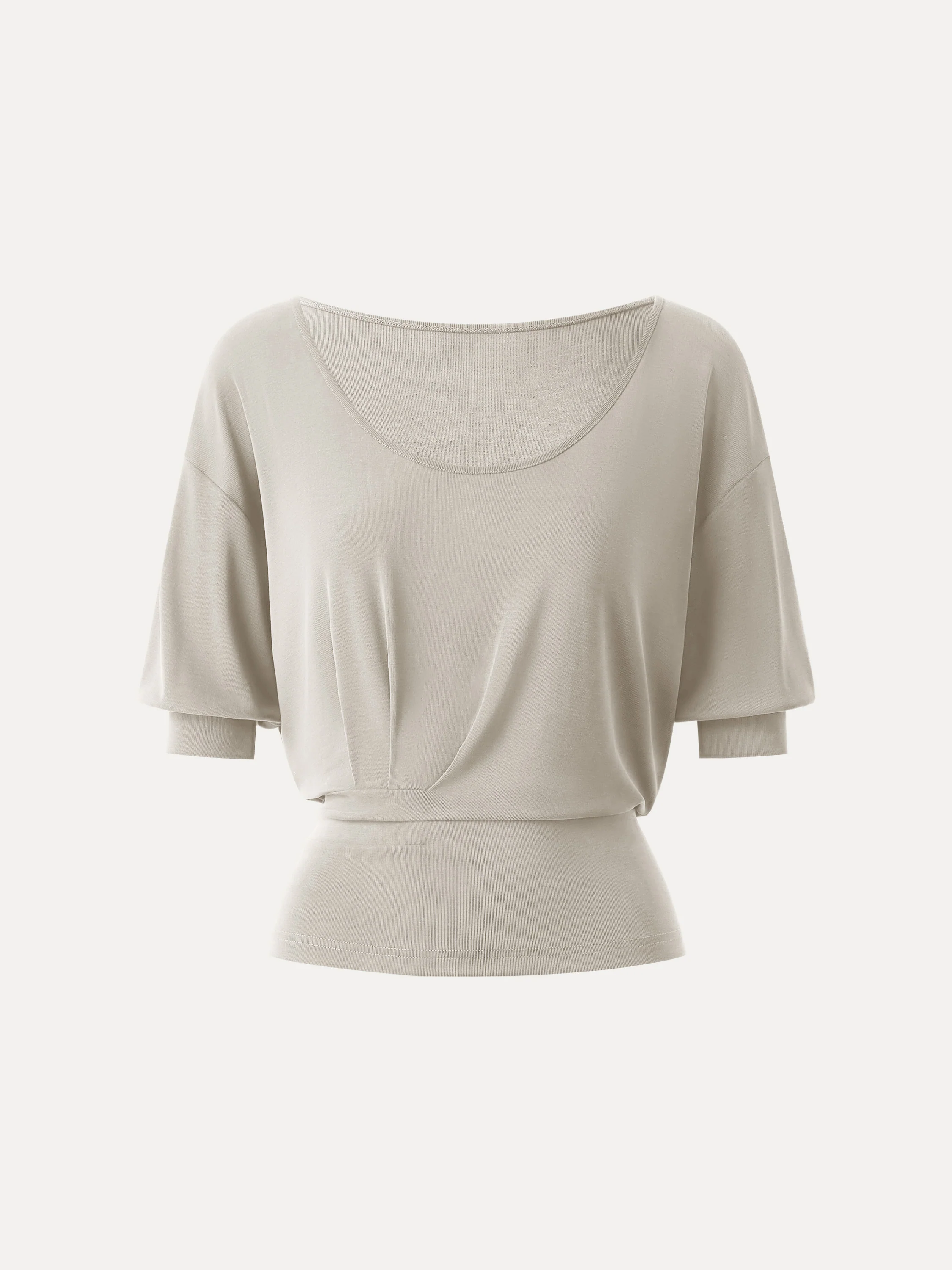 Scoop Neck Short Sleeve Tucked Tee - Image 7