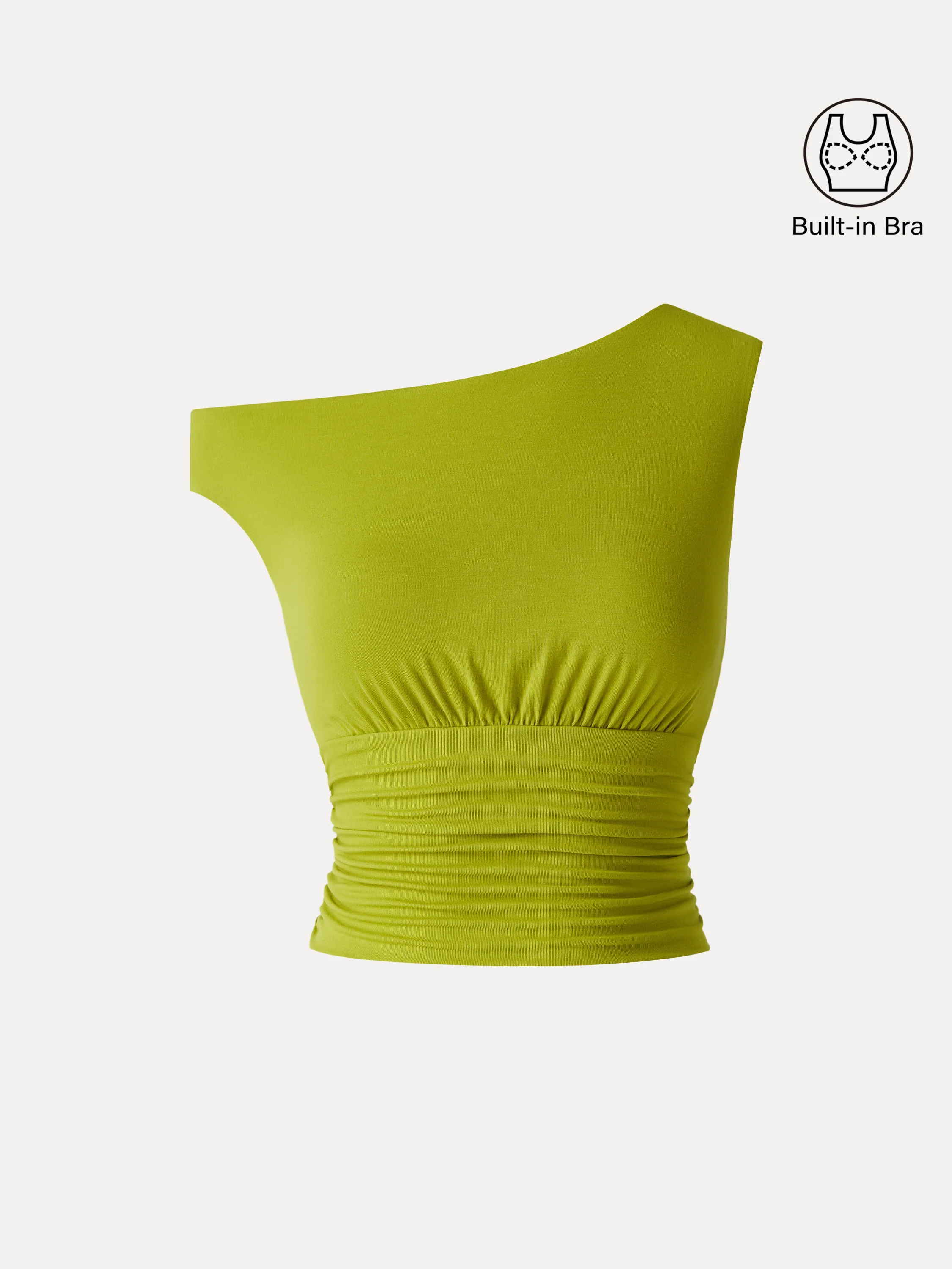 SkinKiss Asymmetrical Neck Cropped Ruched Bra Top - Image 7