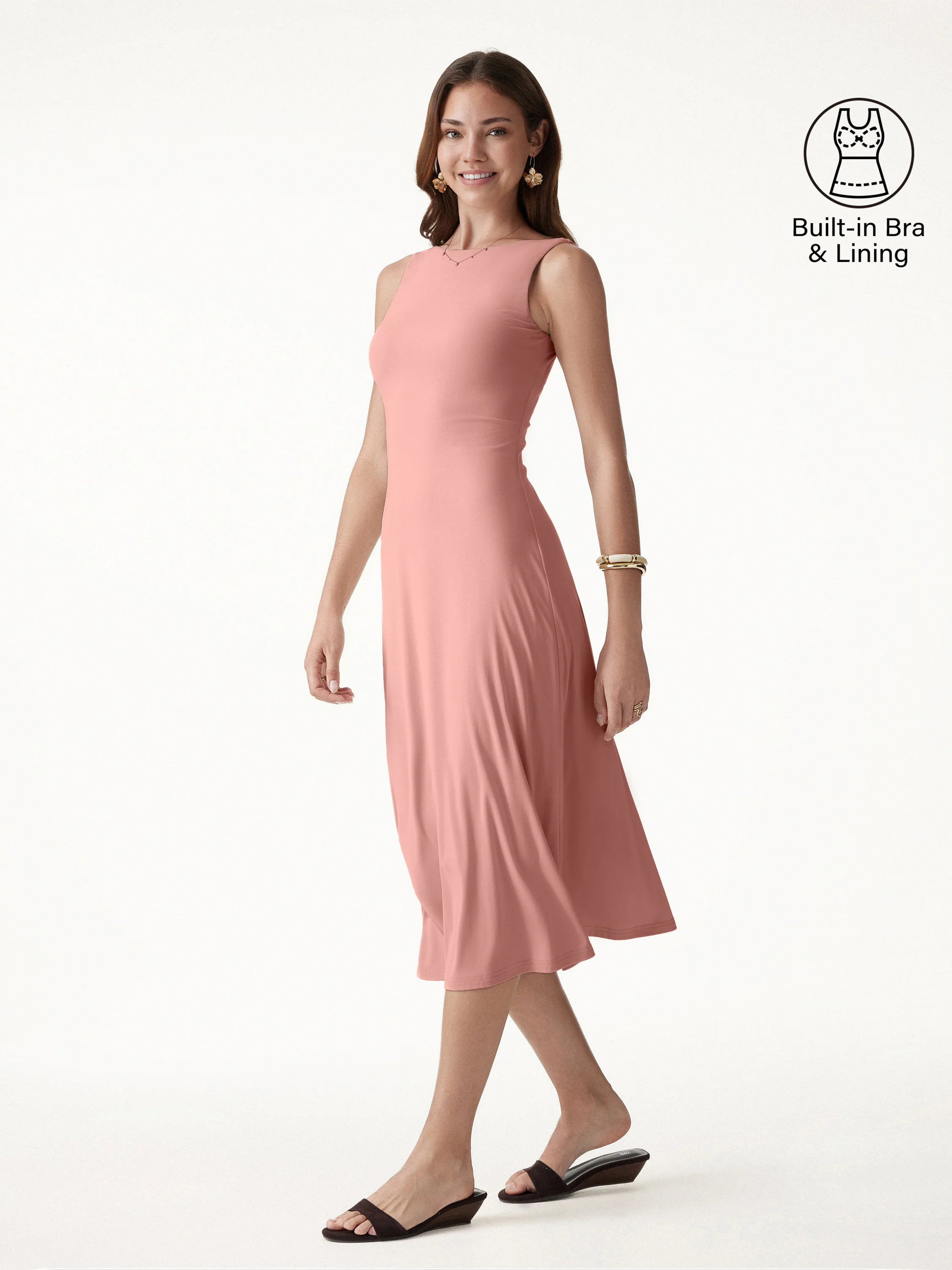 SkinKiss Boatneck Open-Back Flowy Midi Bra Dress - Image 9