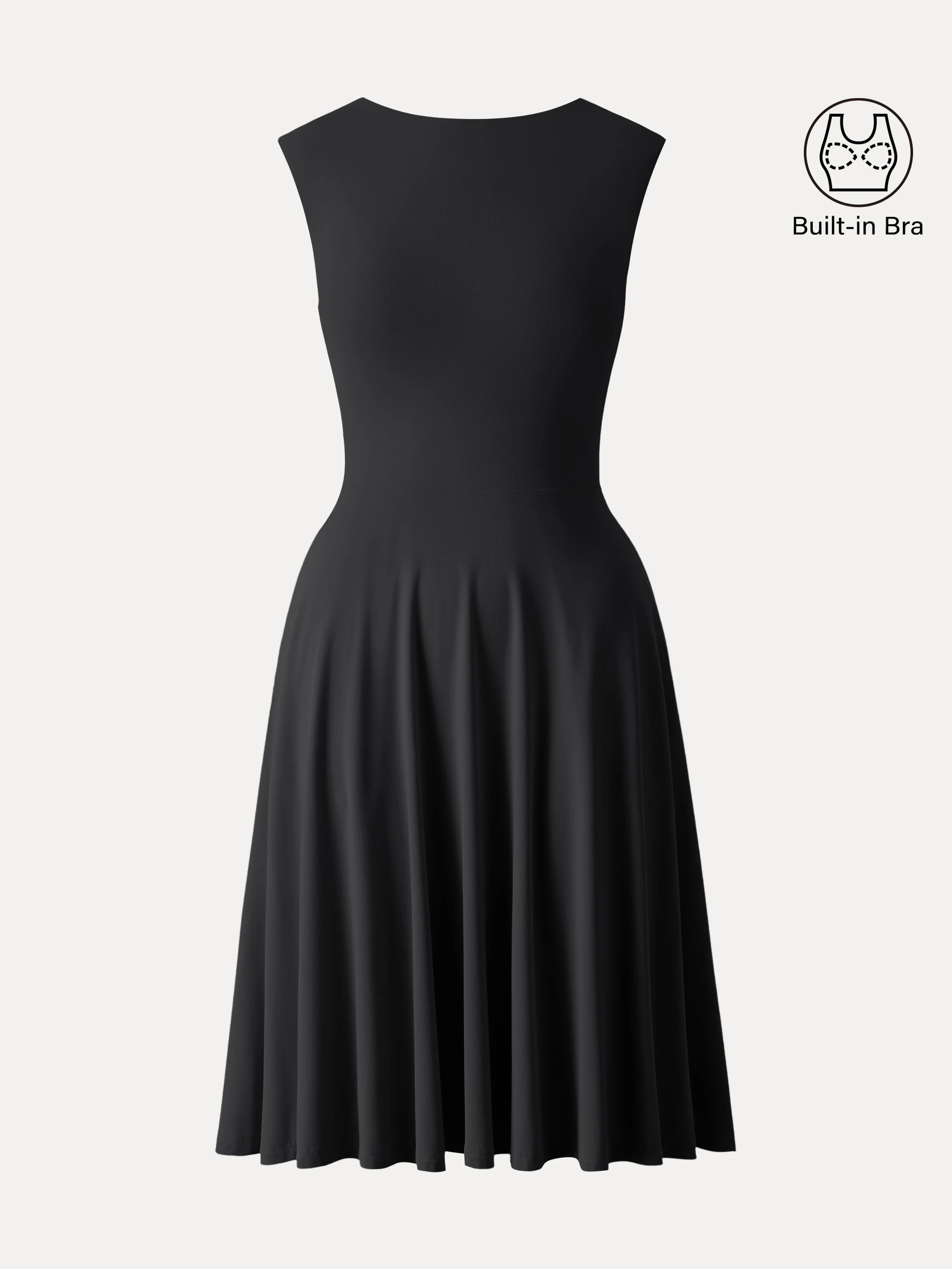 SkinKiss Boatneck Wide Shoulder Bra Dress with Pockets - Image 9