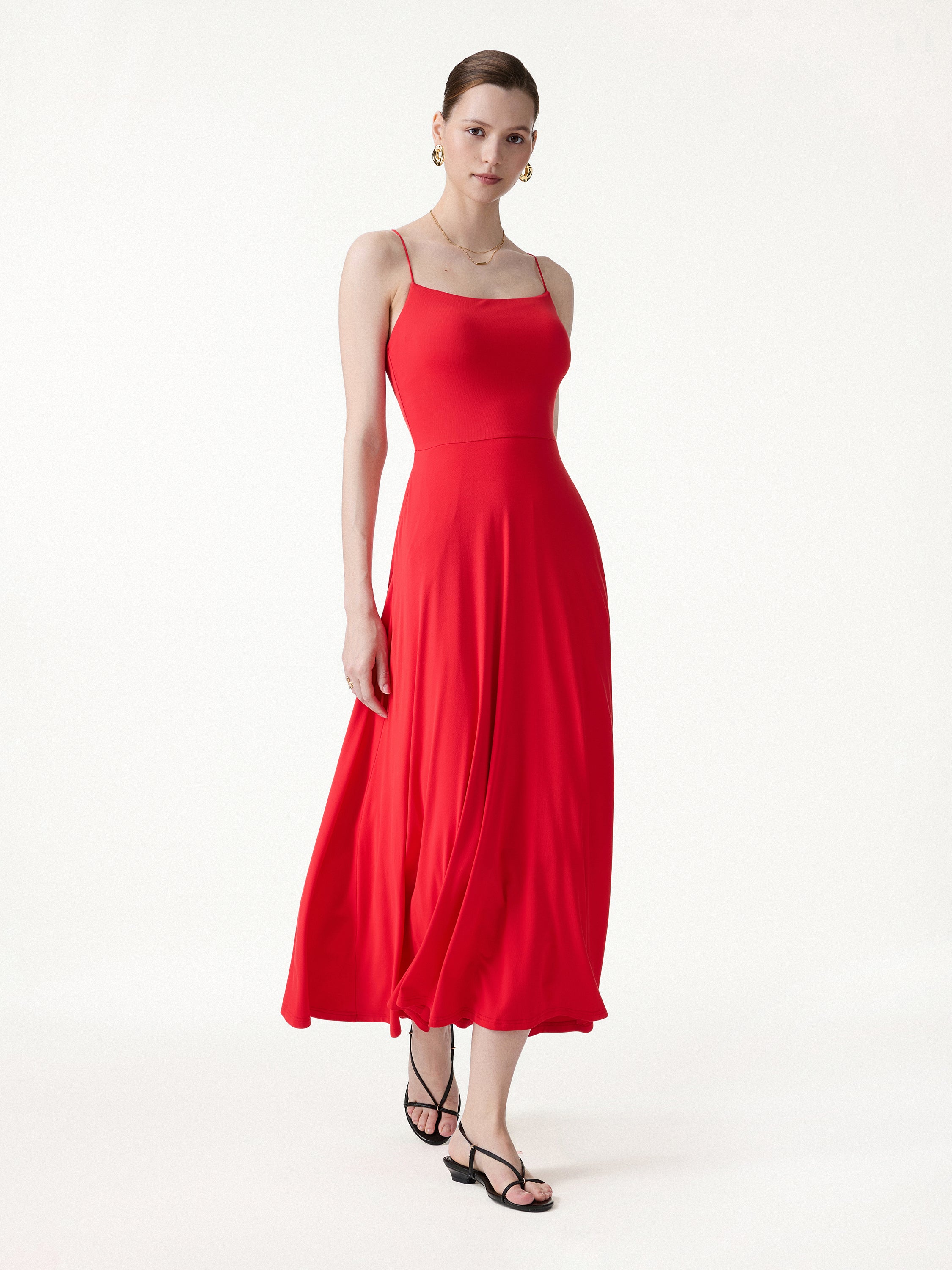 SkinKiss Classy Spaghetti Open Back Midi Bra Dress with Pockets - Image 3