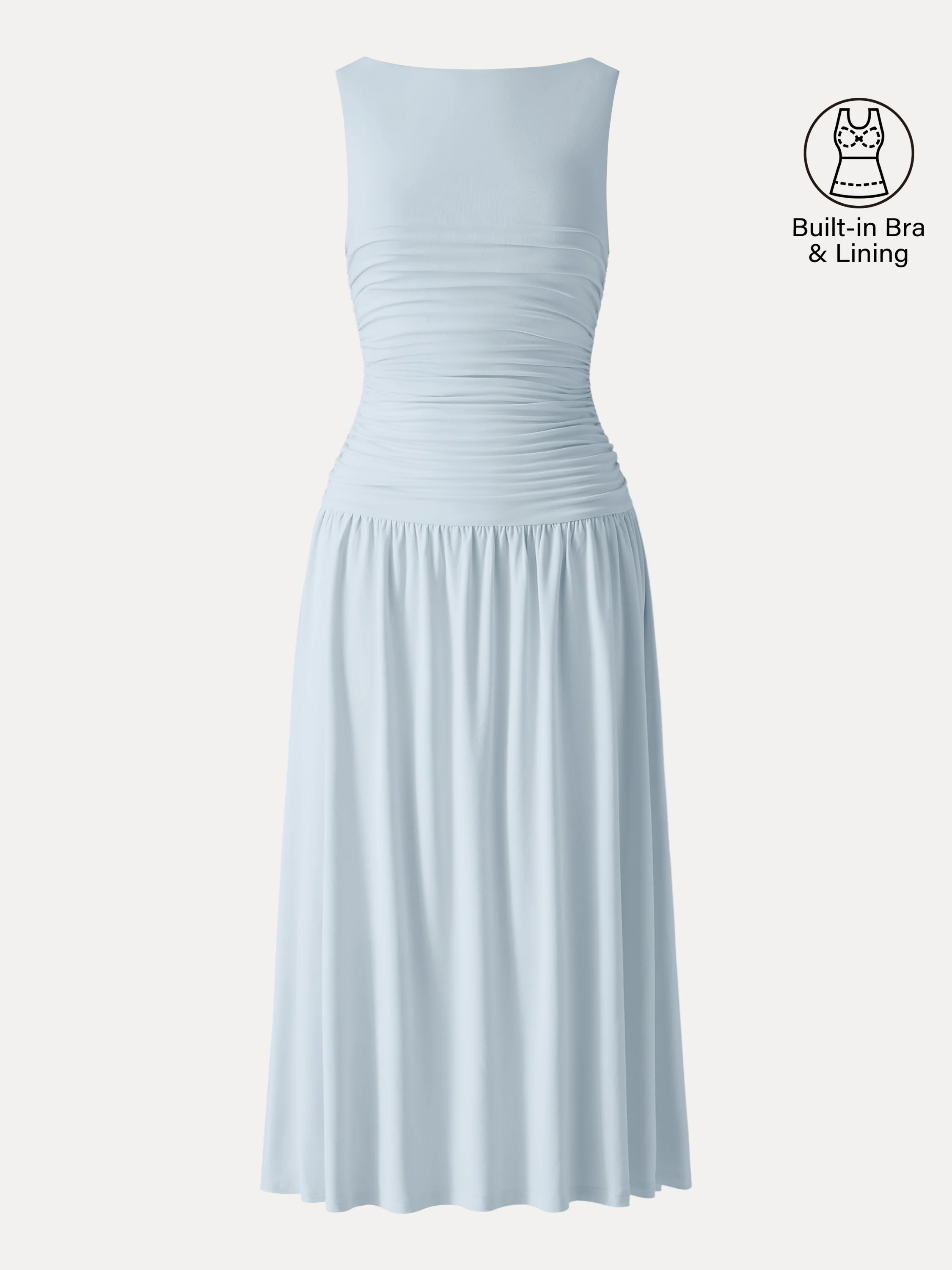 SkinKiss Cooling Boatneck Ruched Midi Bra Dress - Image 10