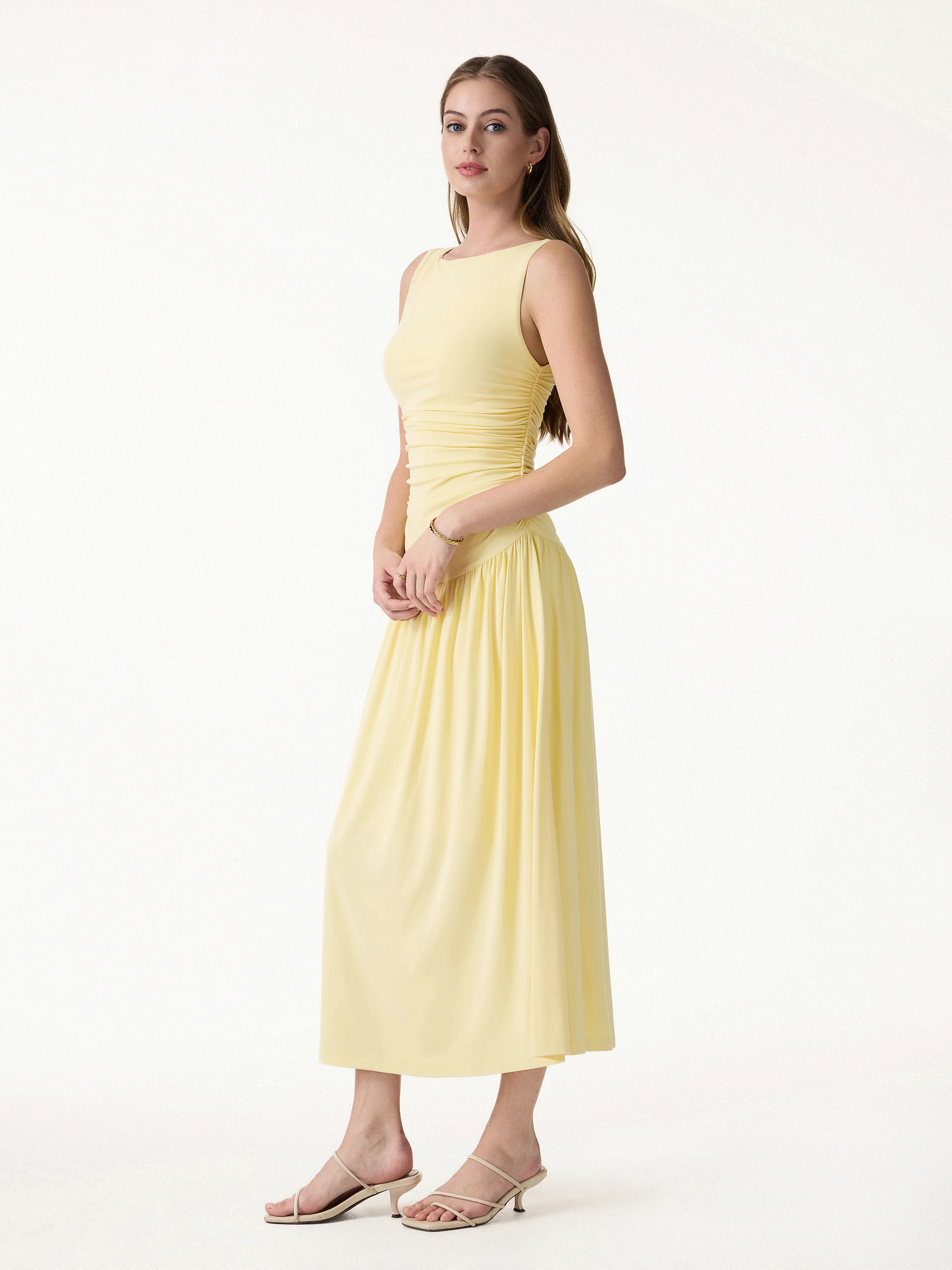 SkinKiss Cooling Boatneck Ruched Midi Bra Dress - Image 3