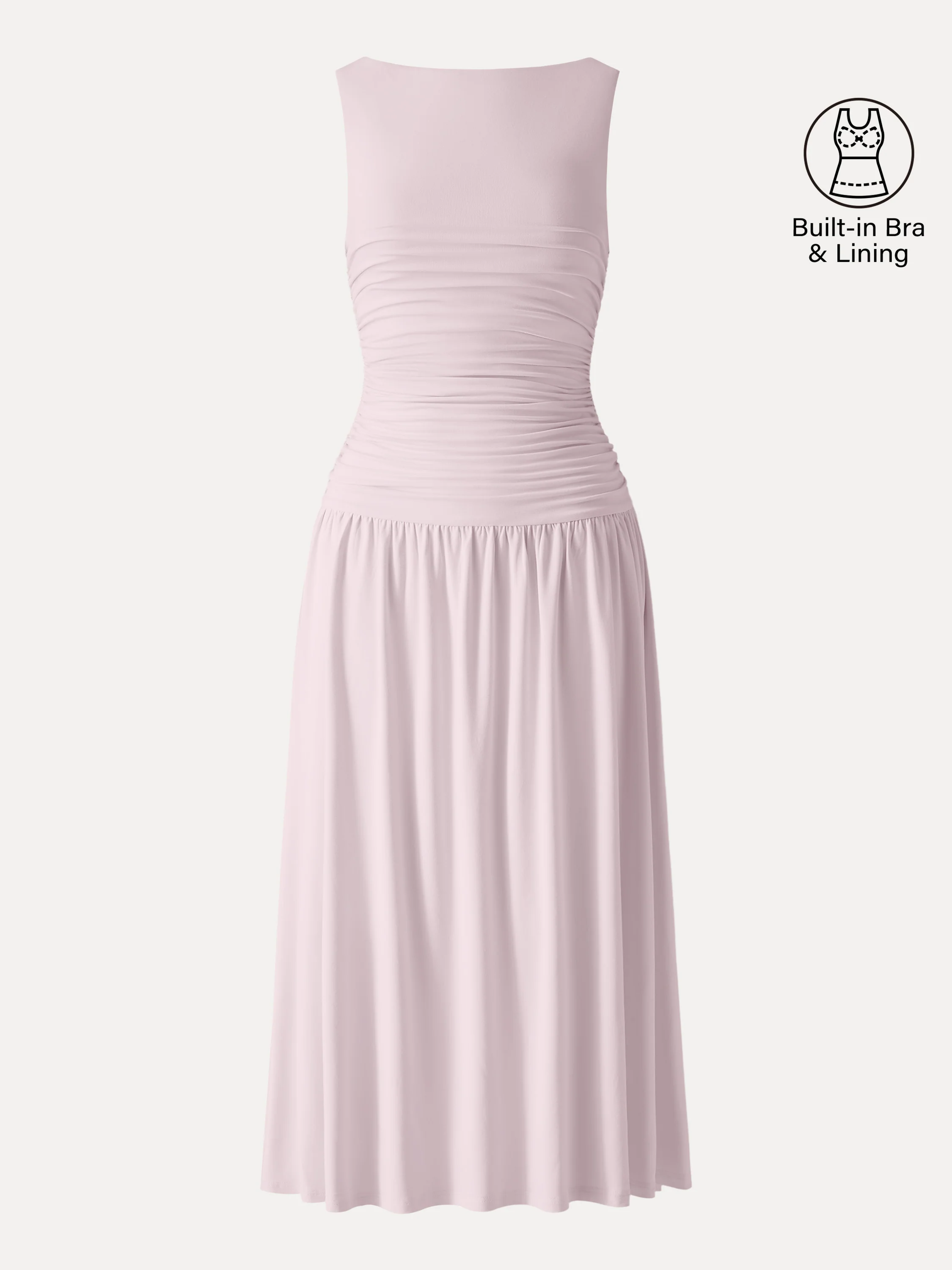 SkinKiss Cooling Boatneck Ruched Midi Bra Dress - Image 9