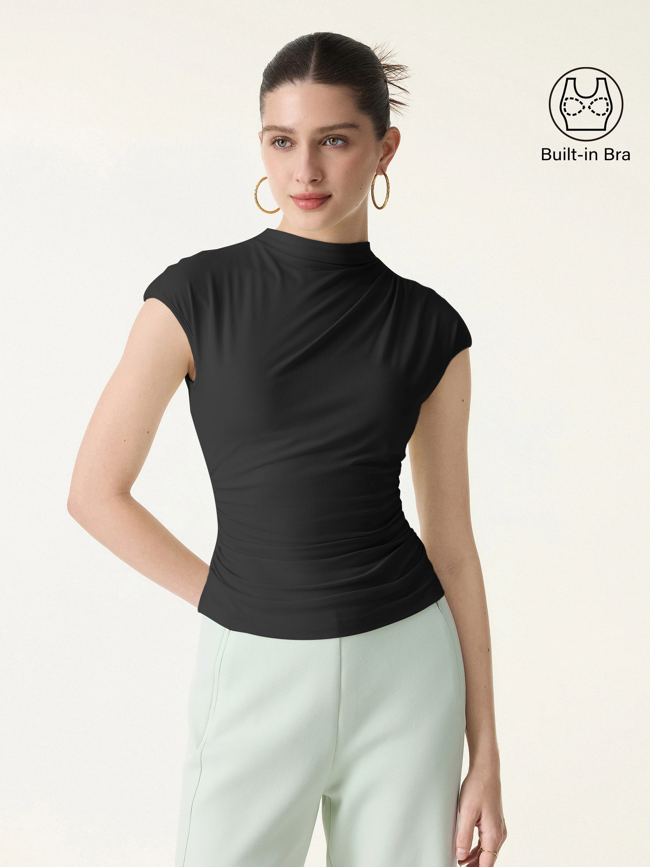 SkinKiss Mockneck Ruched Cropped Bra Top - Image 13