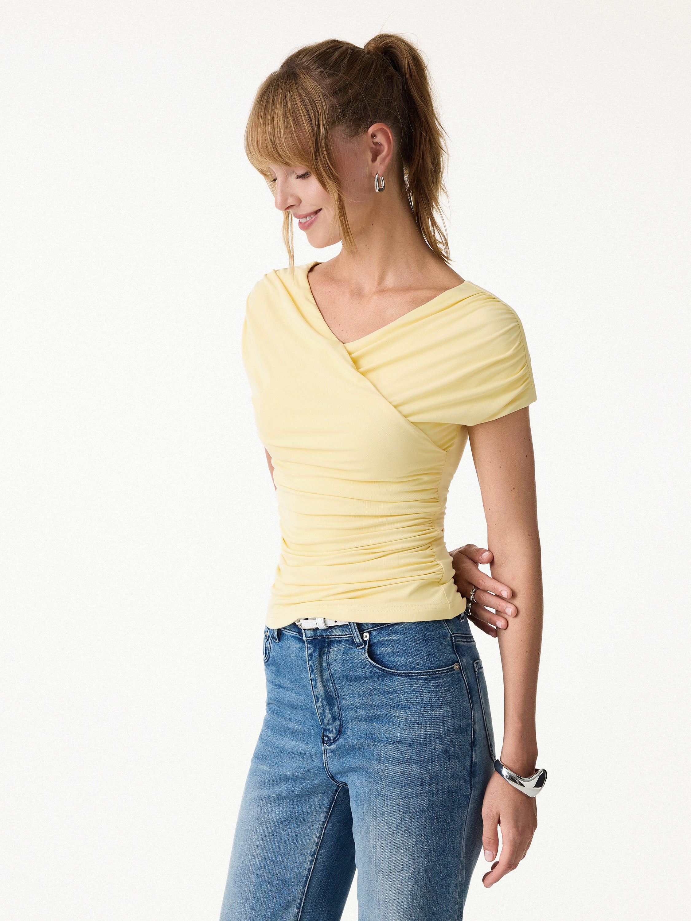 SkinKiss Surplice V-Neck Ruching Bra Top - Image 3