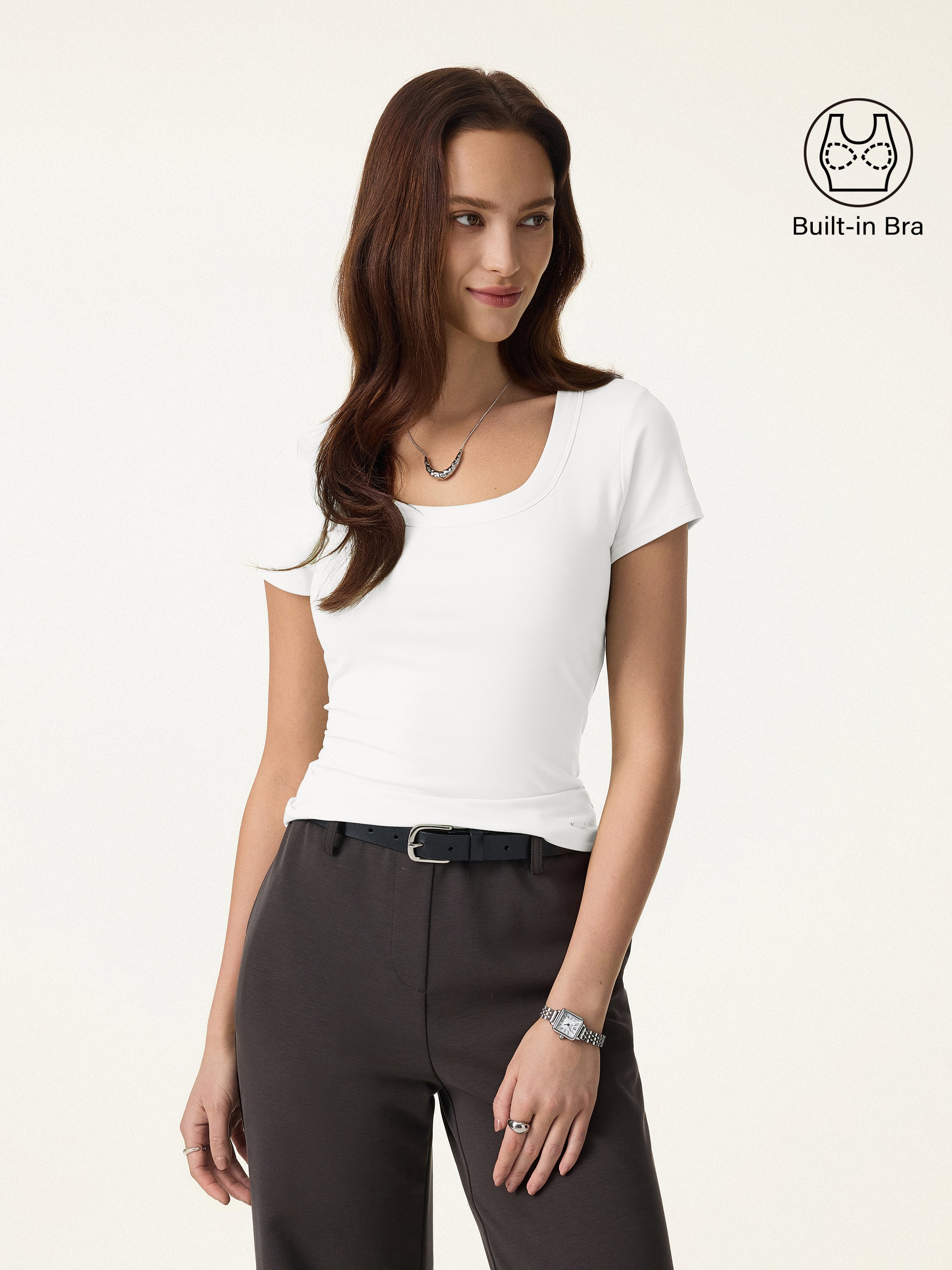 SkinKiss U-Neck Short Sleeve Everyday Bra Top - Image 8