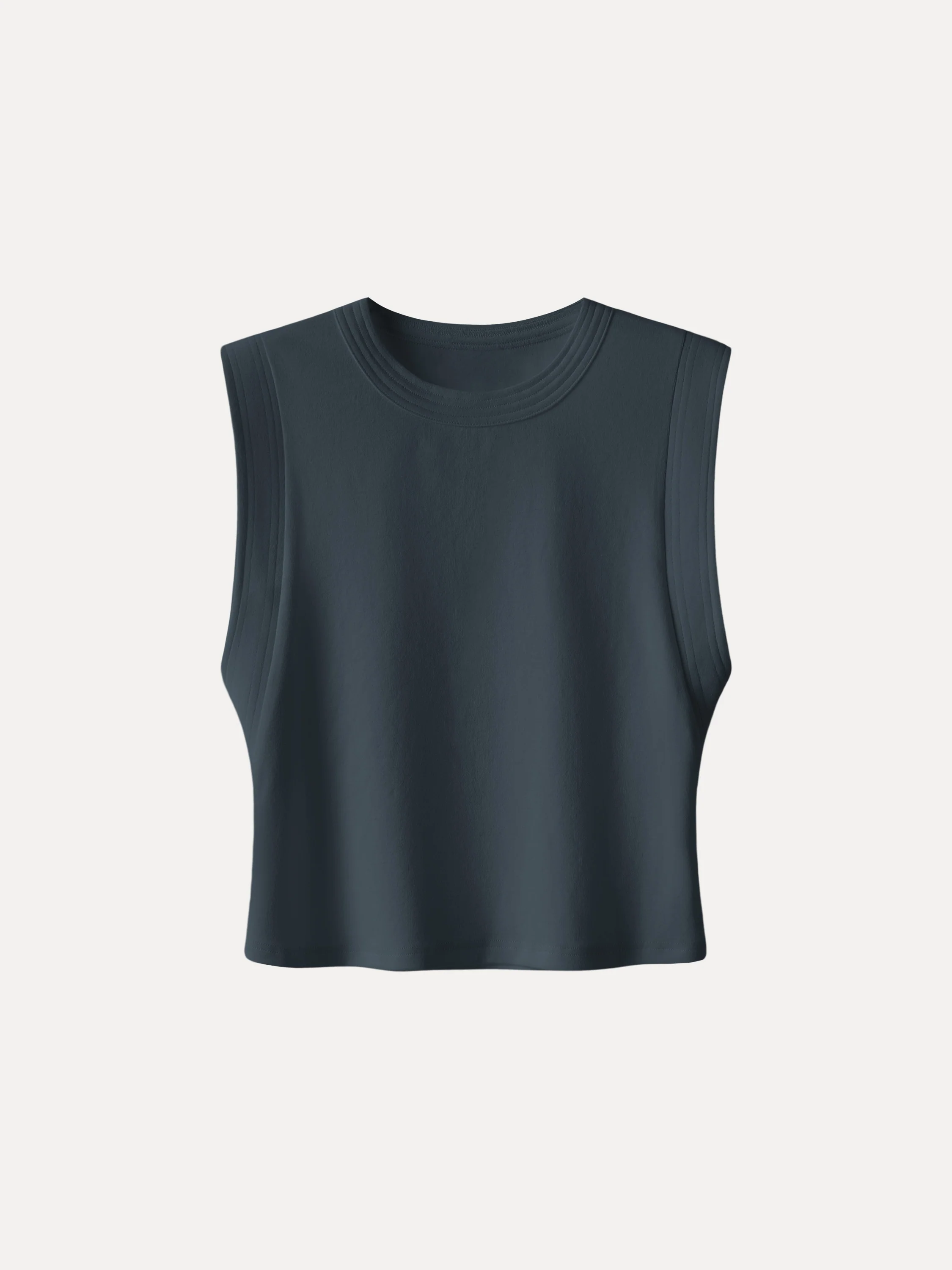 Soft Cotton Lyocell Cropped Wide Shoulder Tank - Image 10