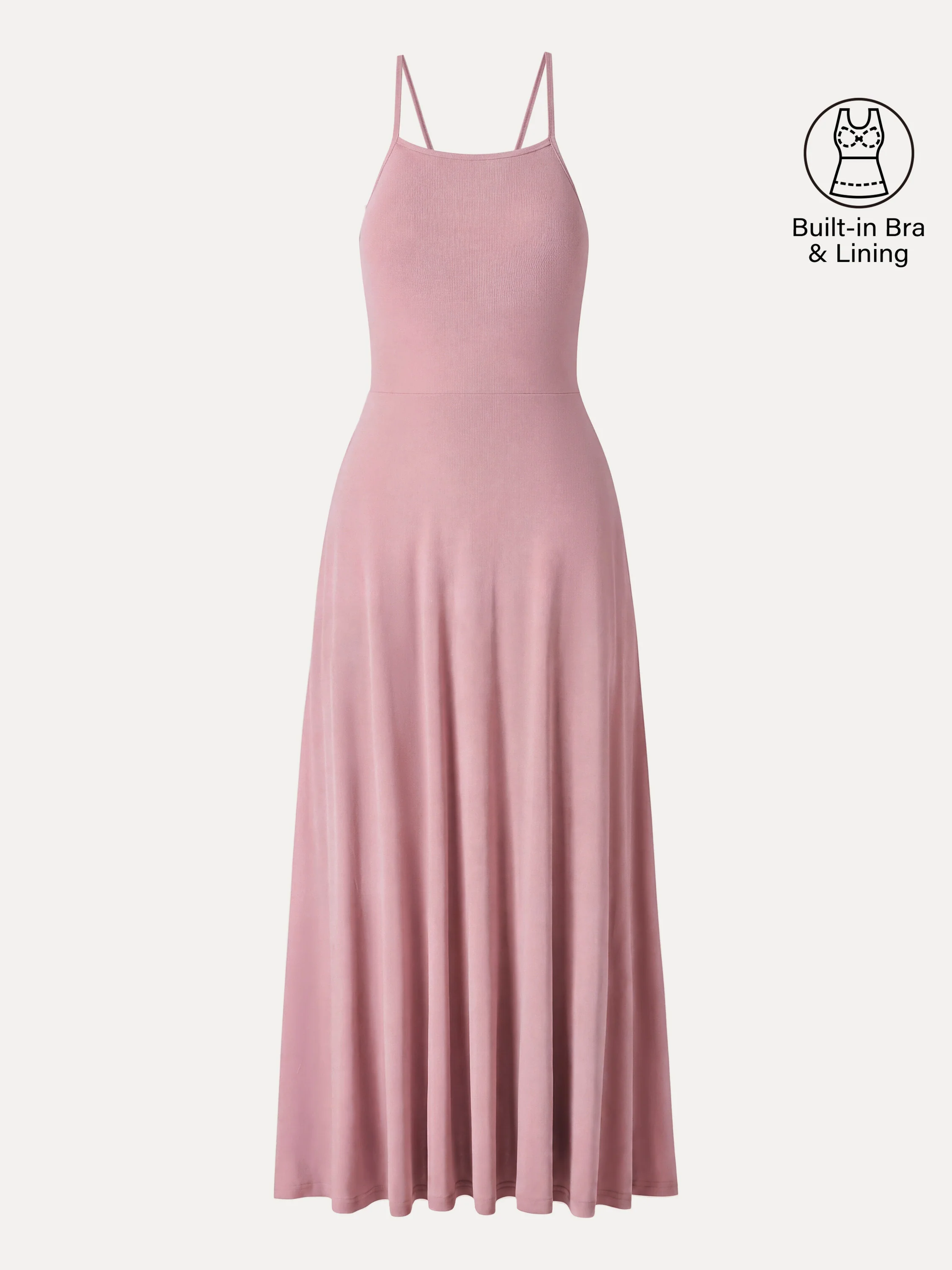 Soft Linen Knit Spaghetti Midi Bra Dress - Image 13