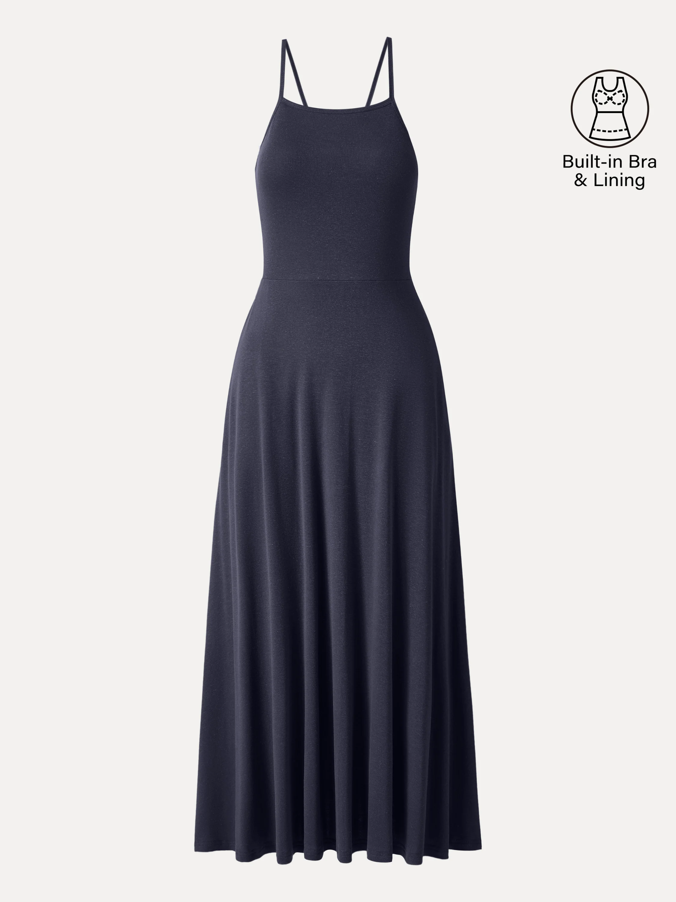 Soft Linen Knit Spaghetti Midi Bra Dress - Image 14