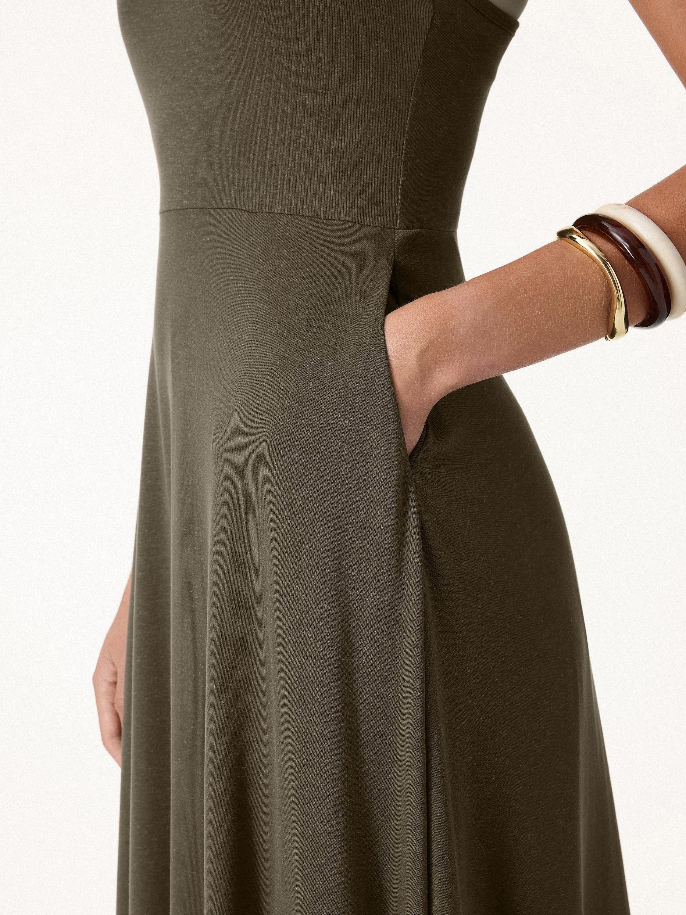 Soft Linen Knit Spaghetti Midi Bra Dress - Image 4