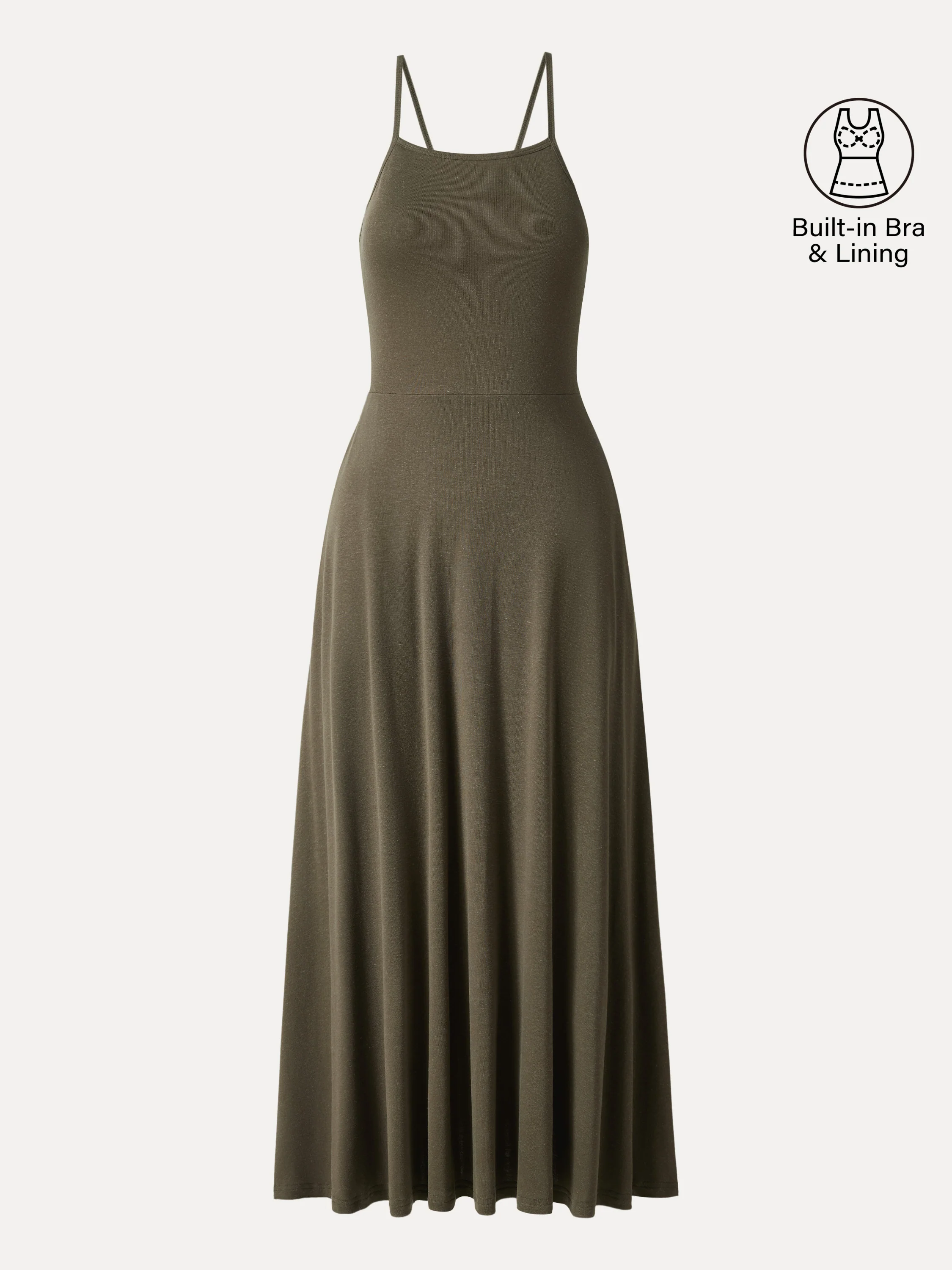 Soft Linen Knit Spaghetti Midi Bra Dress - Image 6