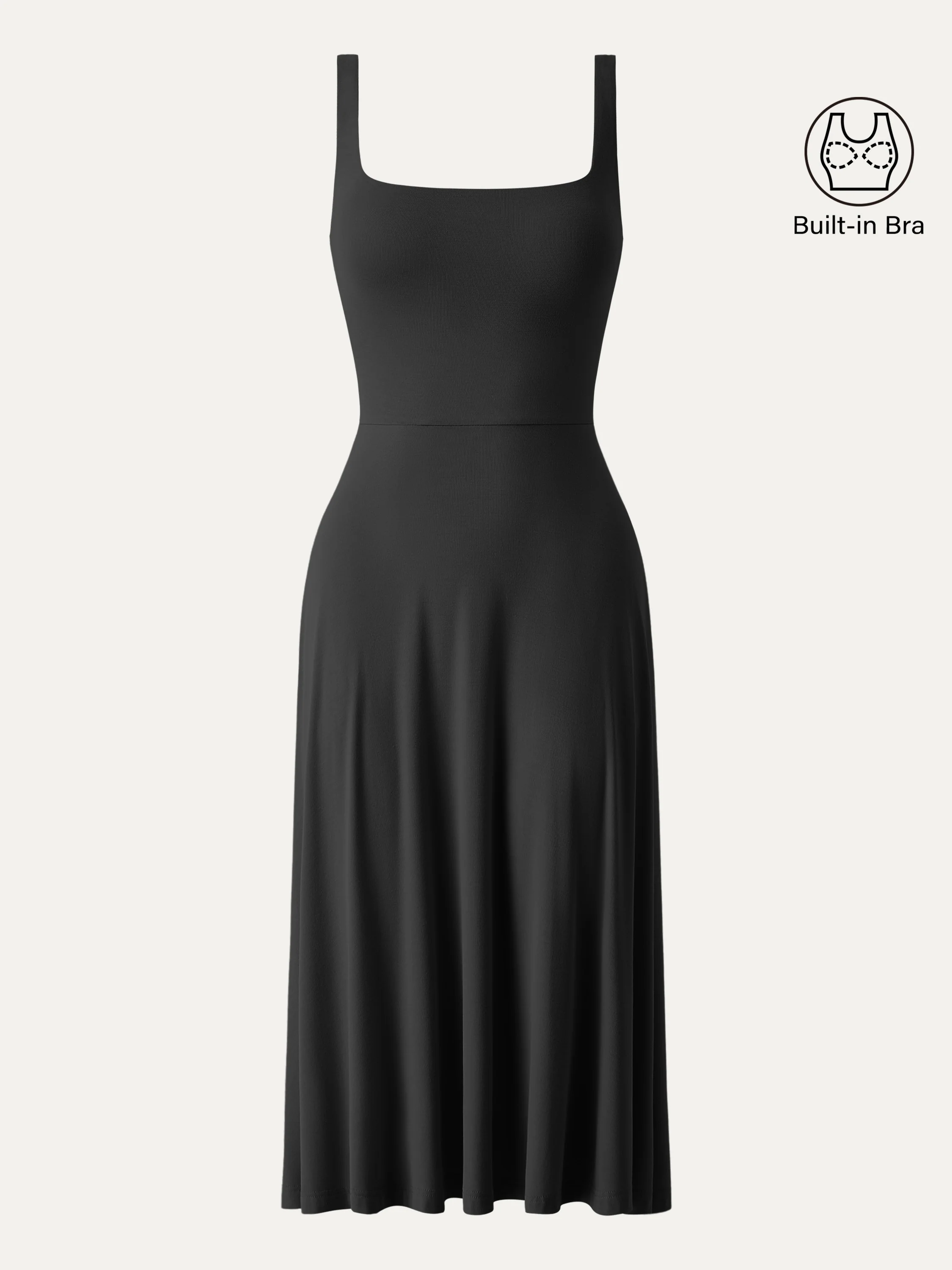 Square Neck Flowy New Airy Bra Midi Dress - Image 10
