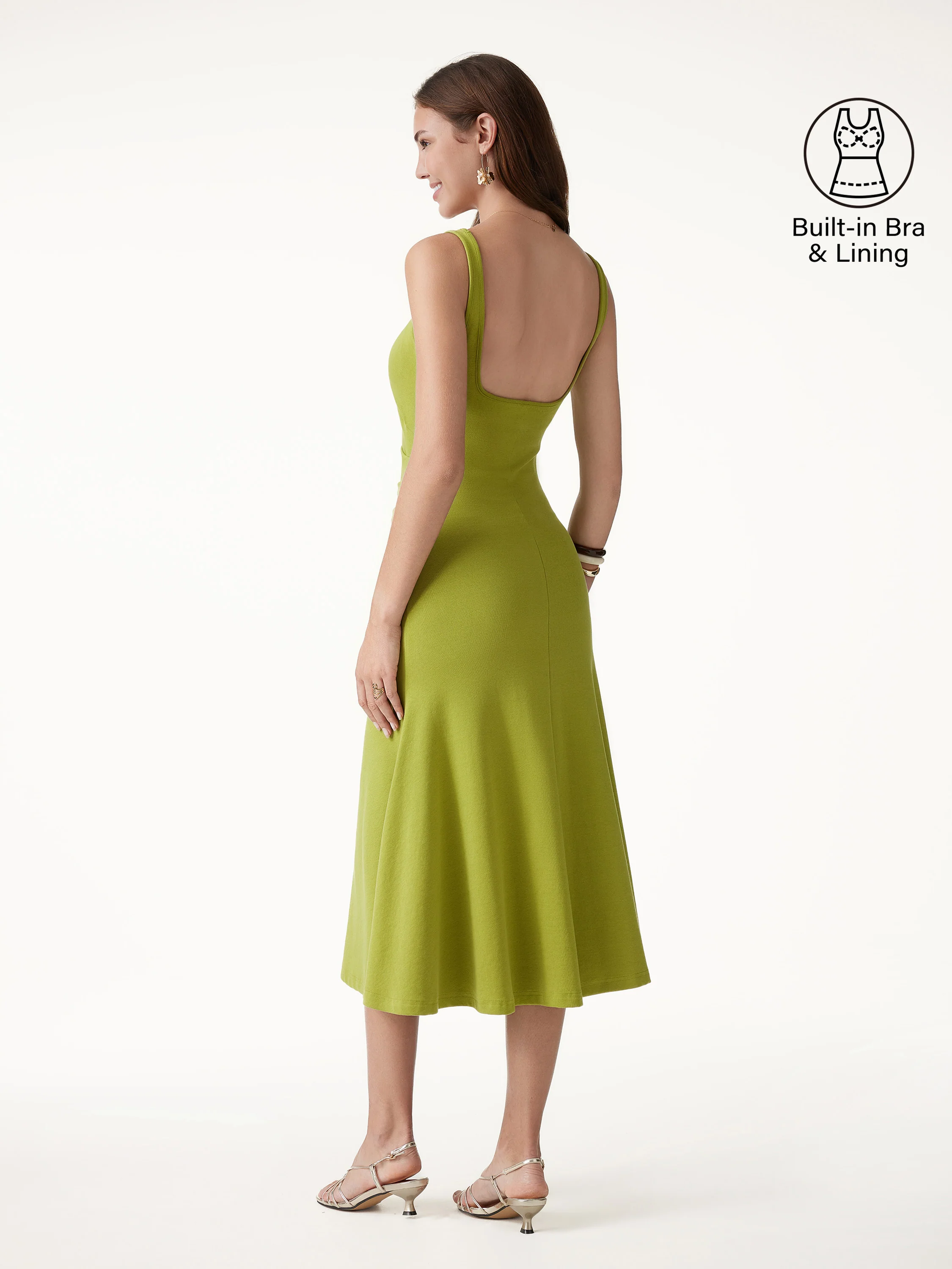 Square Neck Tucked Open Back Bra Dress - Image 2