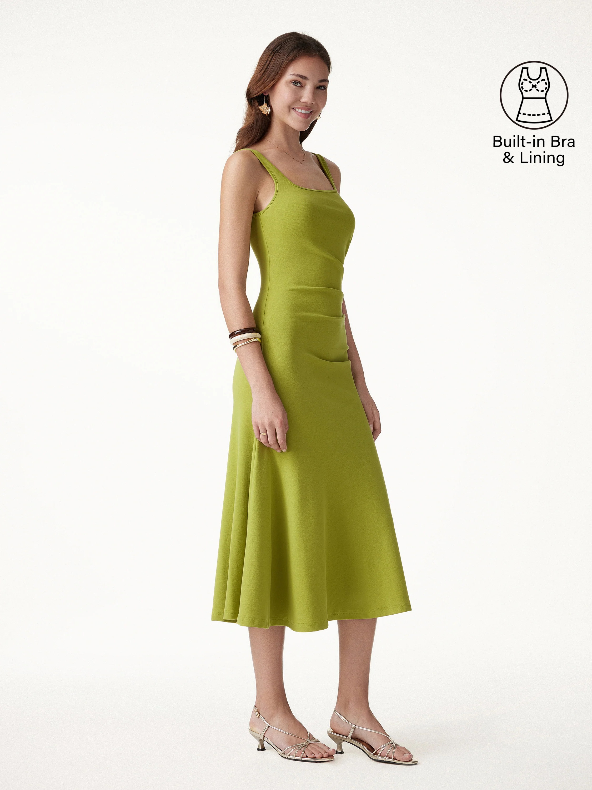 Square Neck Tucked Open Back Bra Dress - Image 3