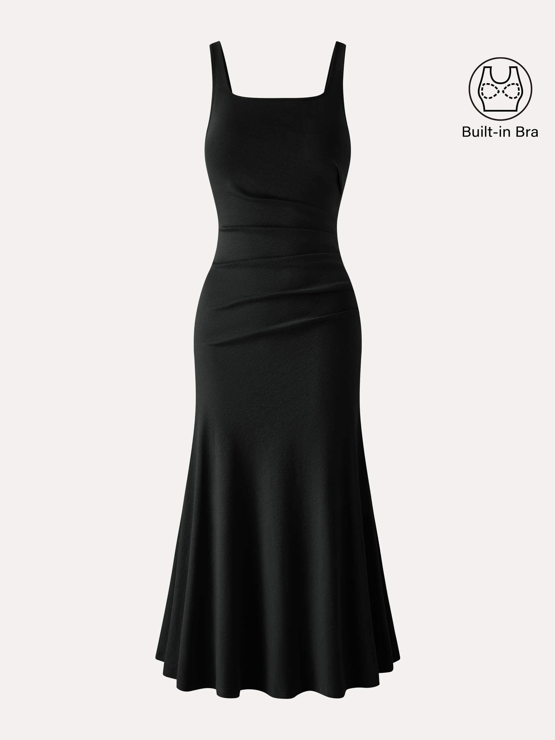 Square Neck Tucked Open Back Bra Dress - Image 8
