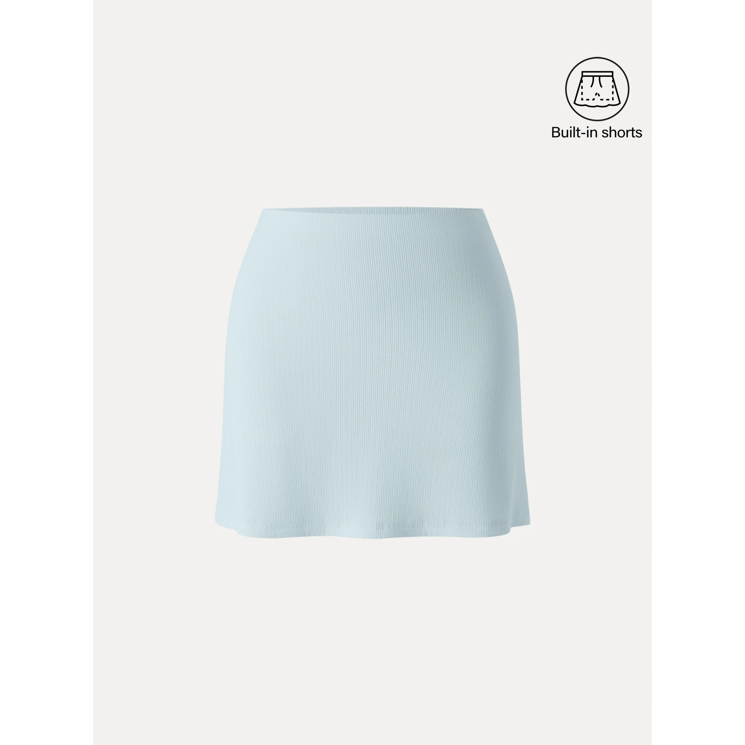 Stretch Cotton Pointelle A-line Mini Skirt with Built-in Shorts - Image 9