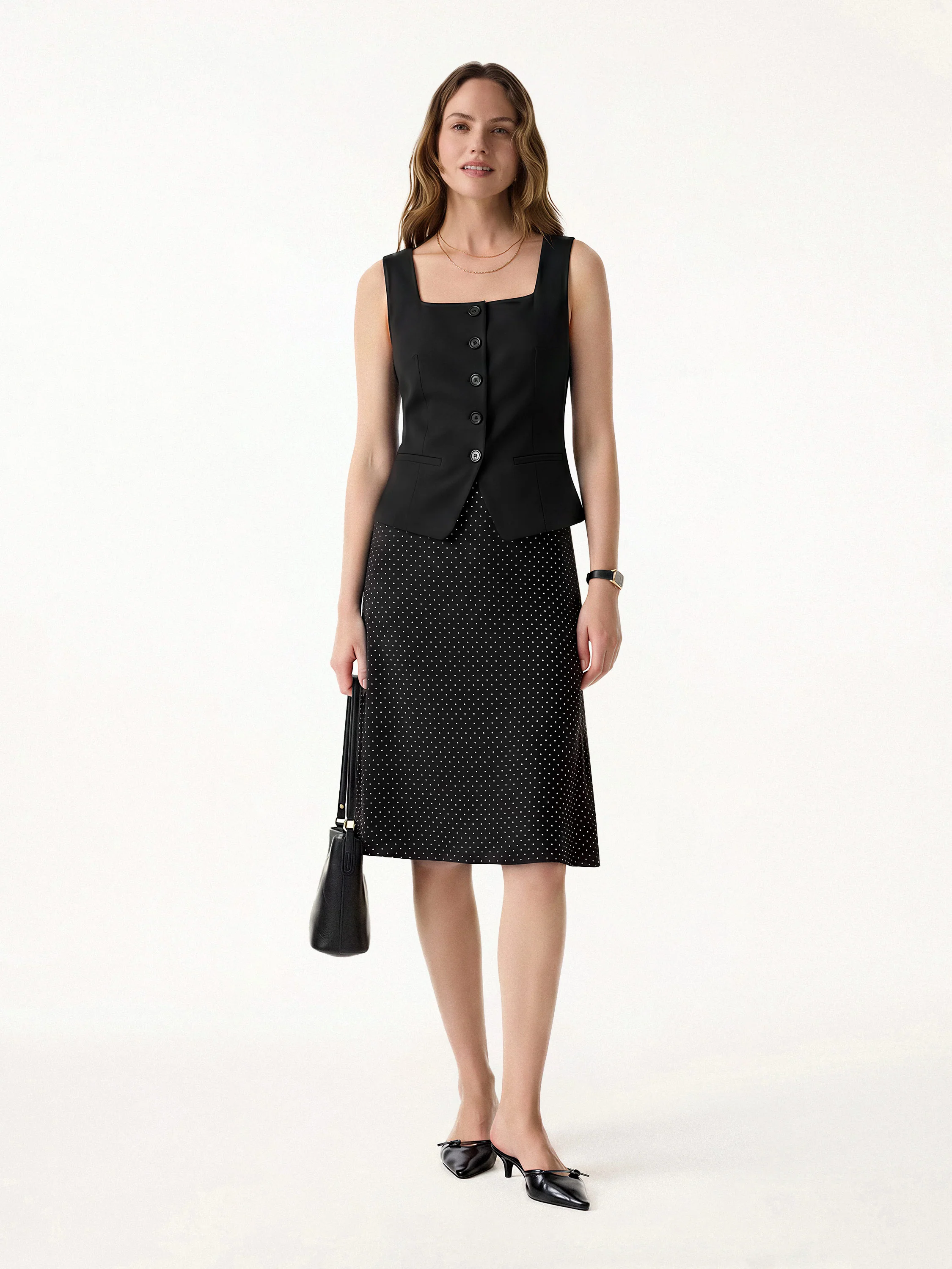 Stretch Cotton Polka Dot A-Line Flare Skirt Limited Edition - Image 15