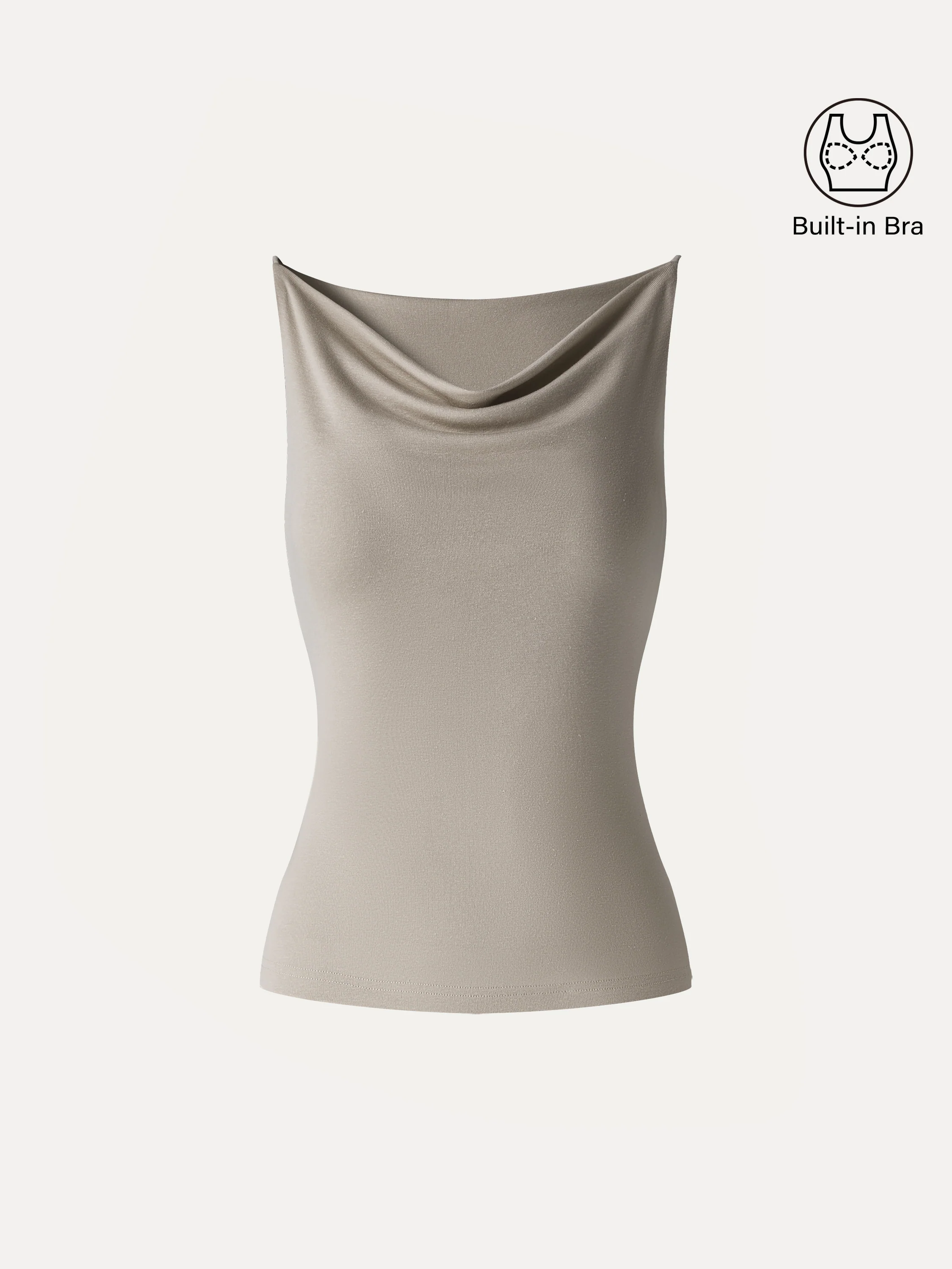 Stretch Linen Cowl Neck Bra Tank - Image 10