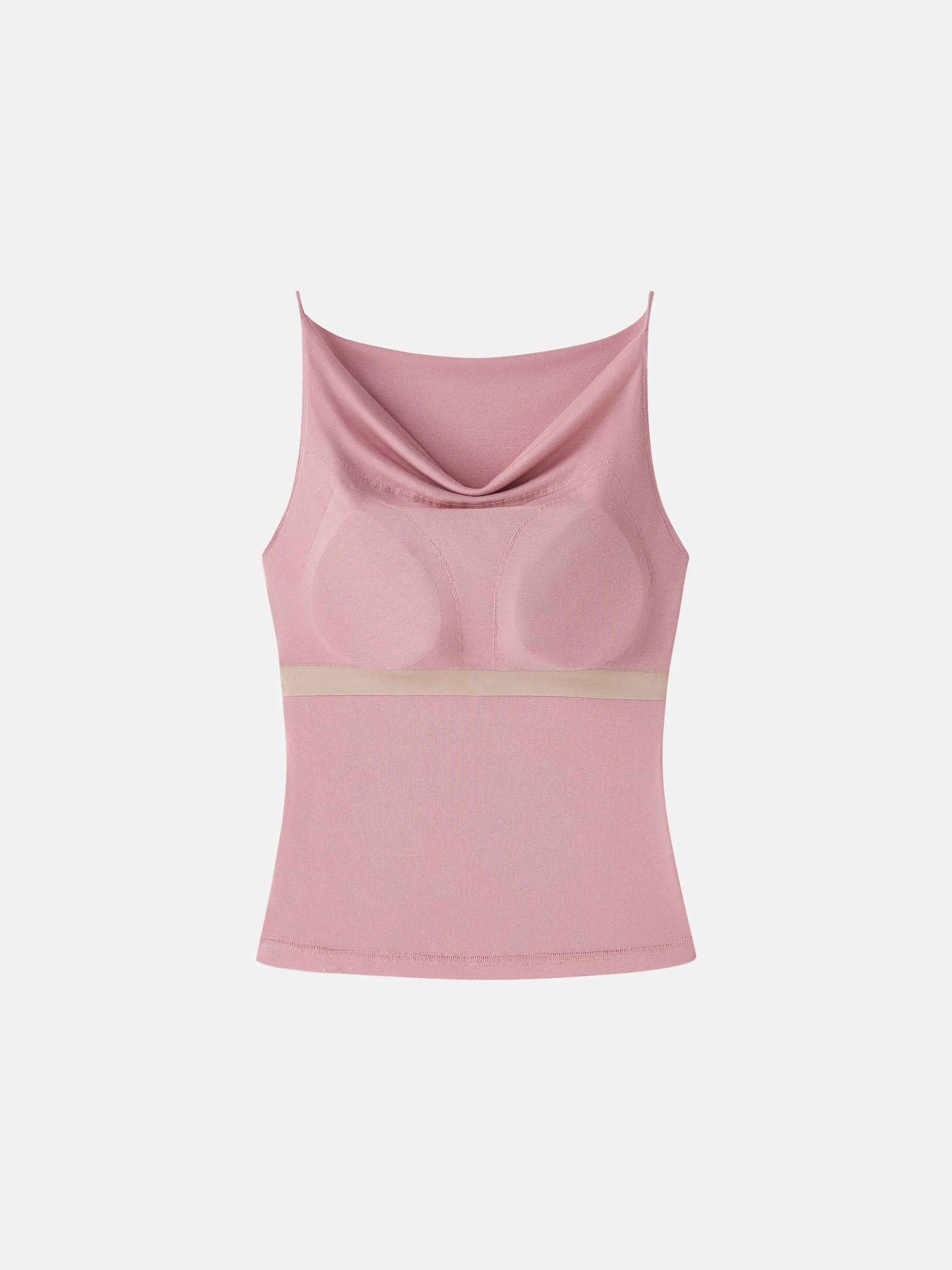 Stretch Linen Cowl Neck Bra Tank - Image 7