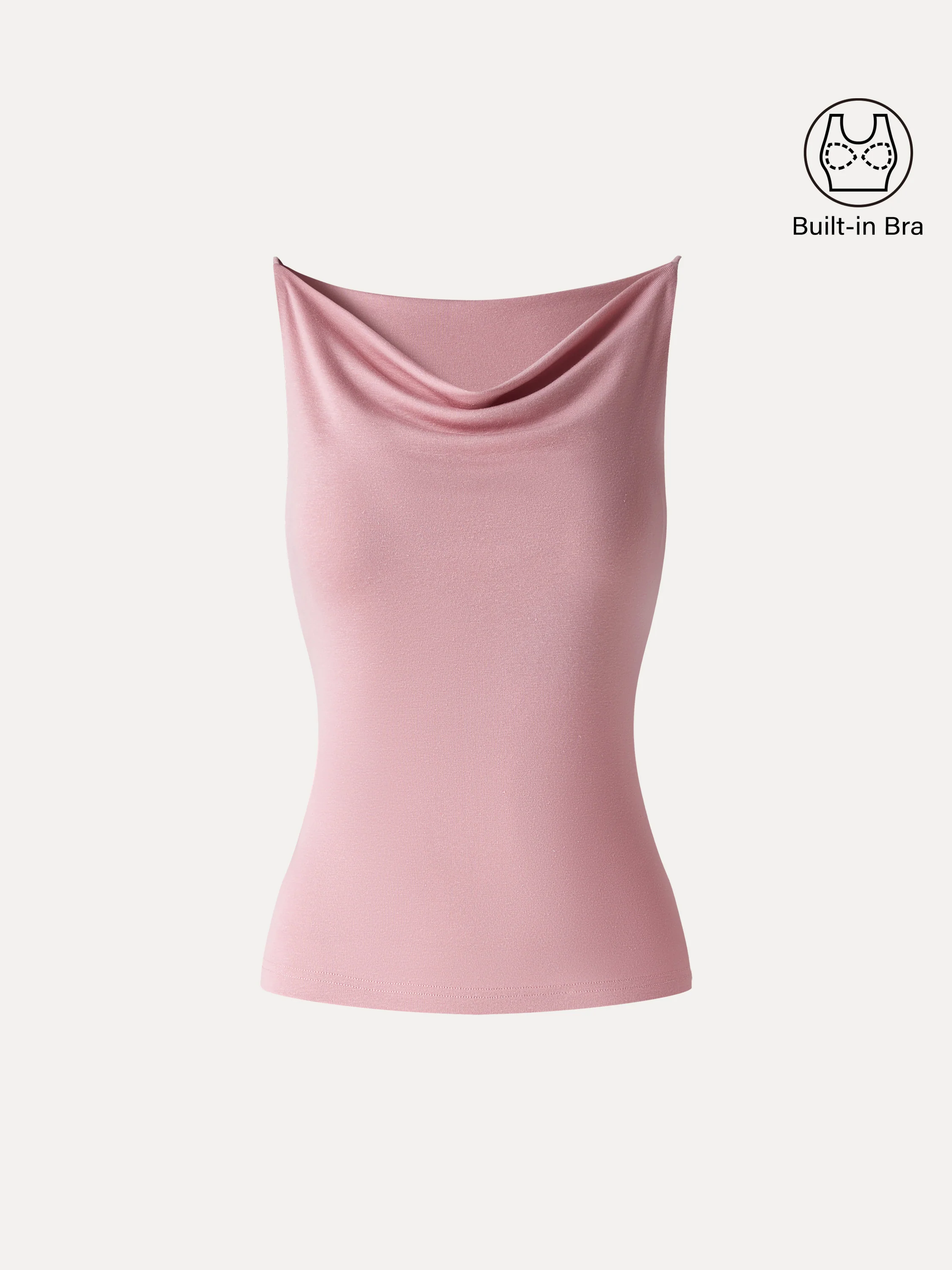Stretch Linen Cowl Neck Bra Tank - Image 8
