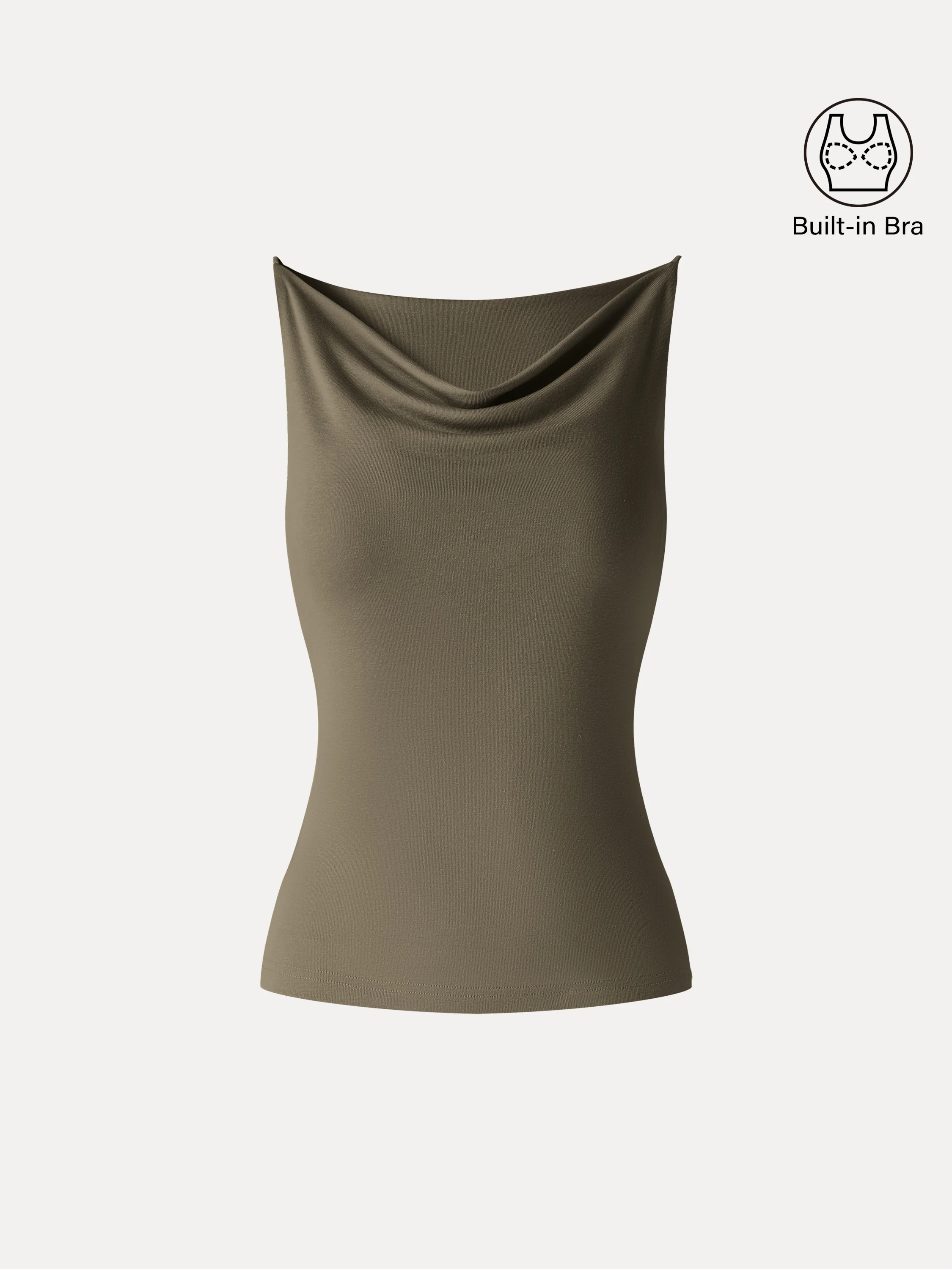 Stretch Linen Cowl Neck Bra Tank - Image 9