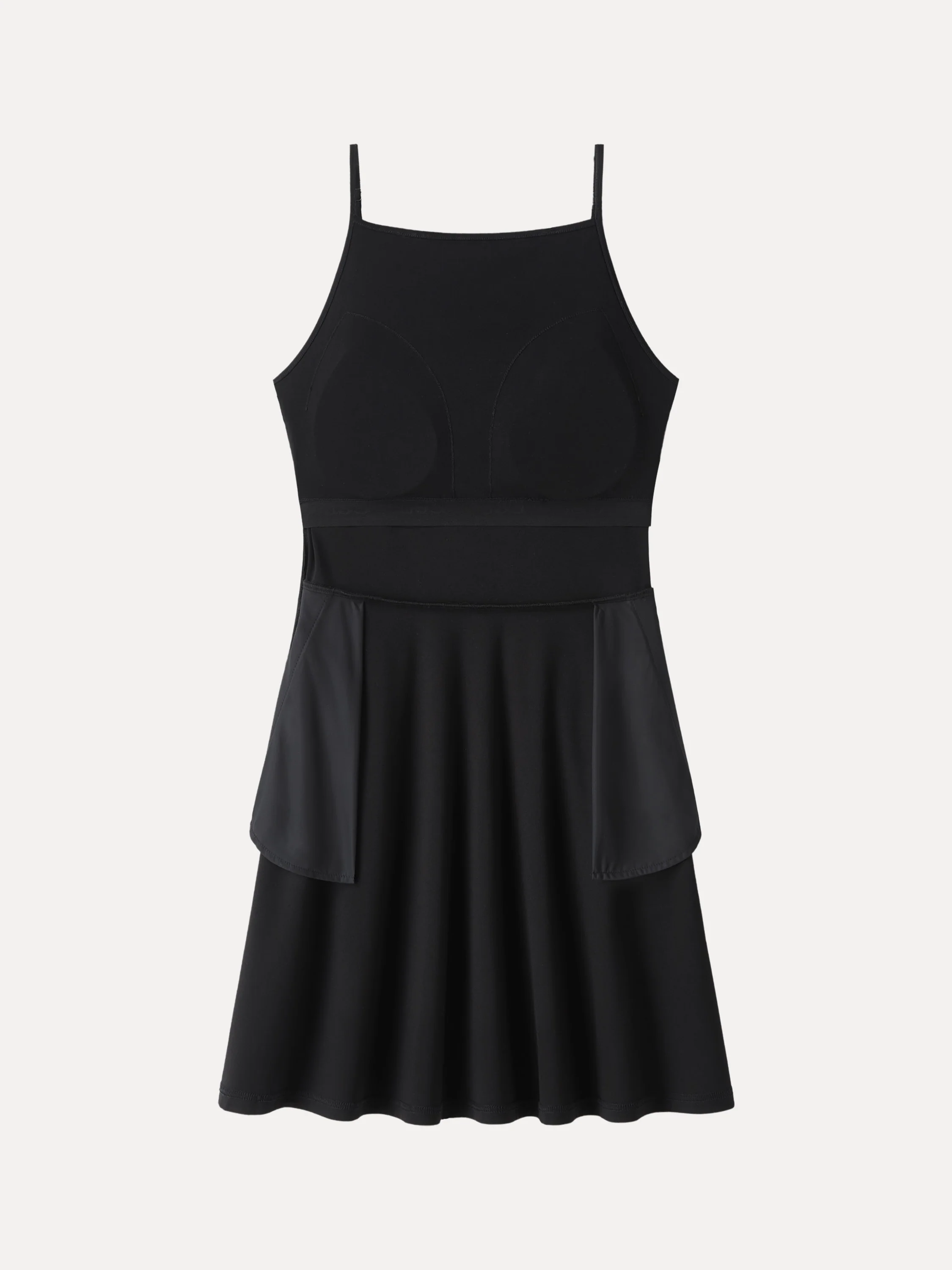 Stretch Ponte Square Neck Mini A-Line Bra Dress with Pockets - Image 6